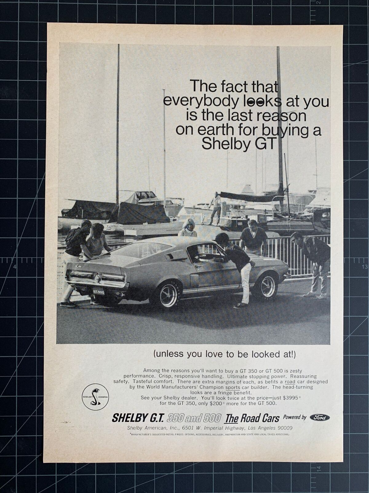 Vintage 1960s Ford Shelby GT Print Ad