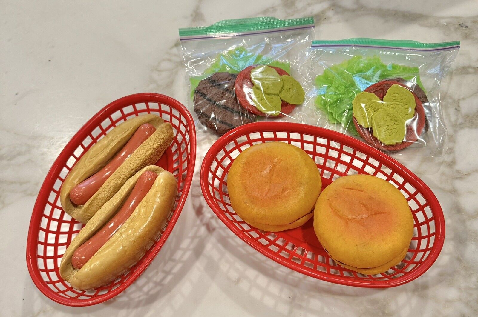 Vintage Halco Decorative Display Fake Plastic Rubber Fast Food Dog Burger Basket