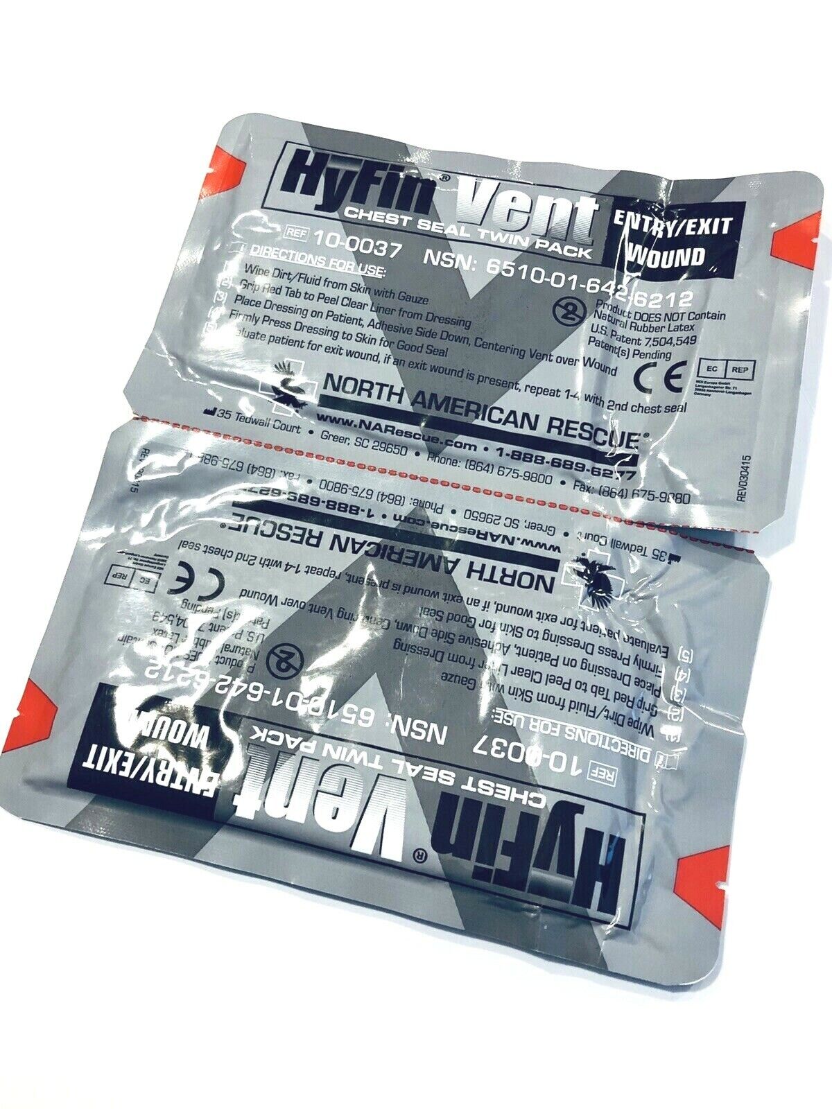 North American Rescue HyFin® Vent Chest Seal Twin Pack New - Exp 2023