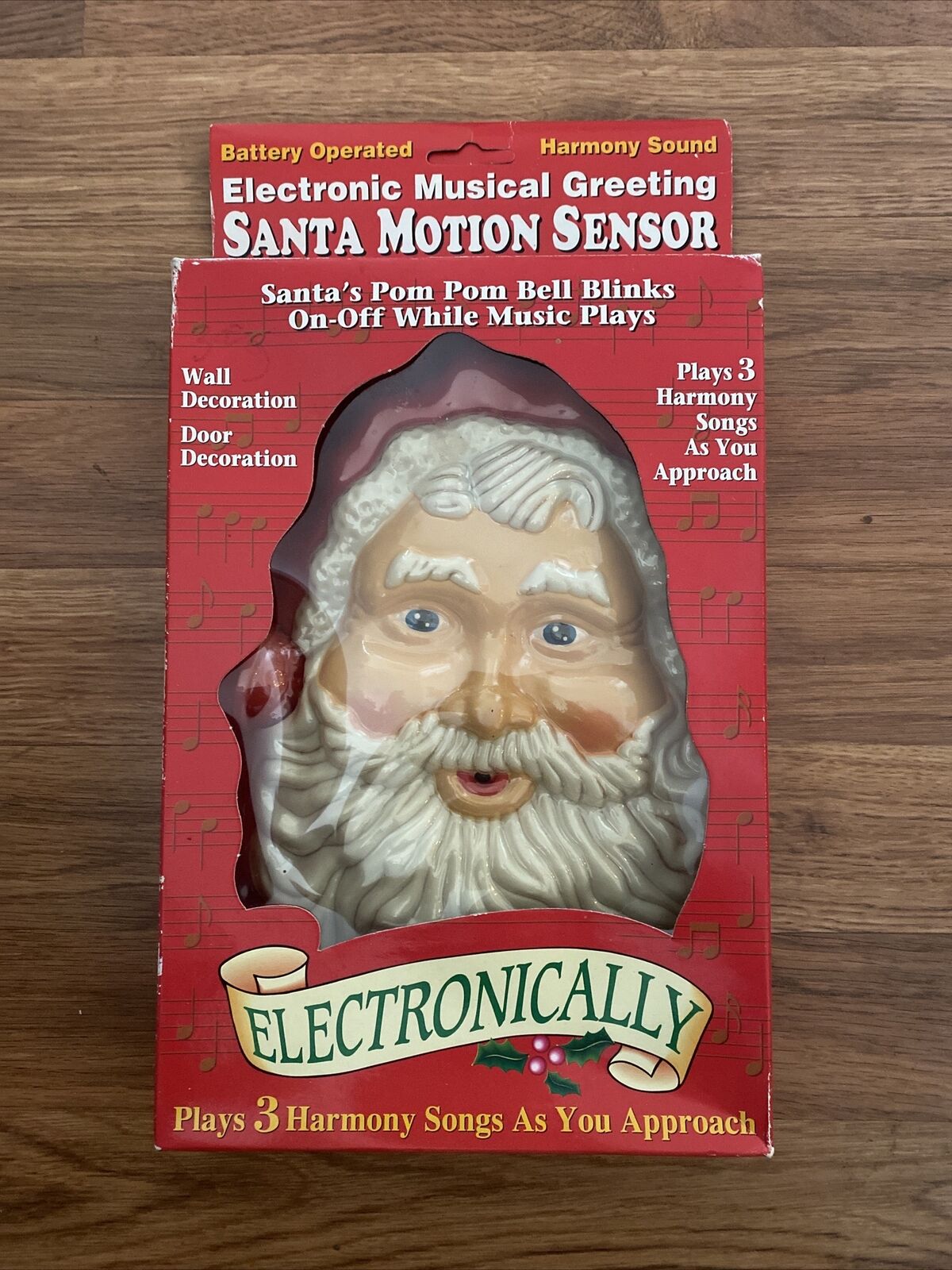 Vtg Santa Claus Electronic Motion Sensor plays 3 songs door decoration NEW