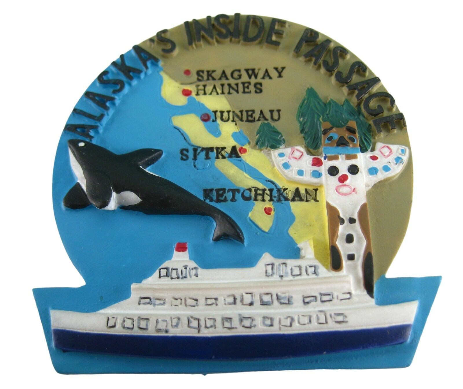 Alaska's Inside Passage Map 3d Magnet Cruise Ship Orca Skagway Sitka Souvenir
