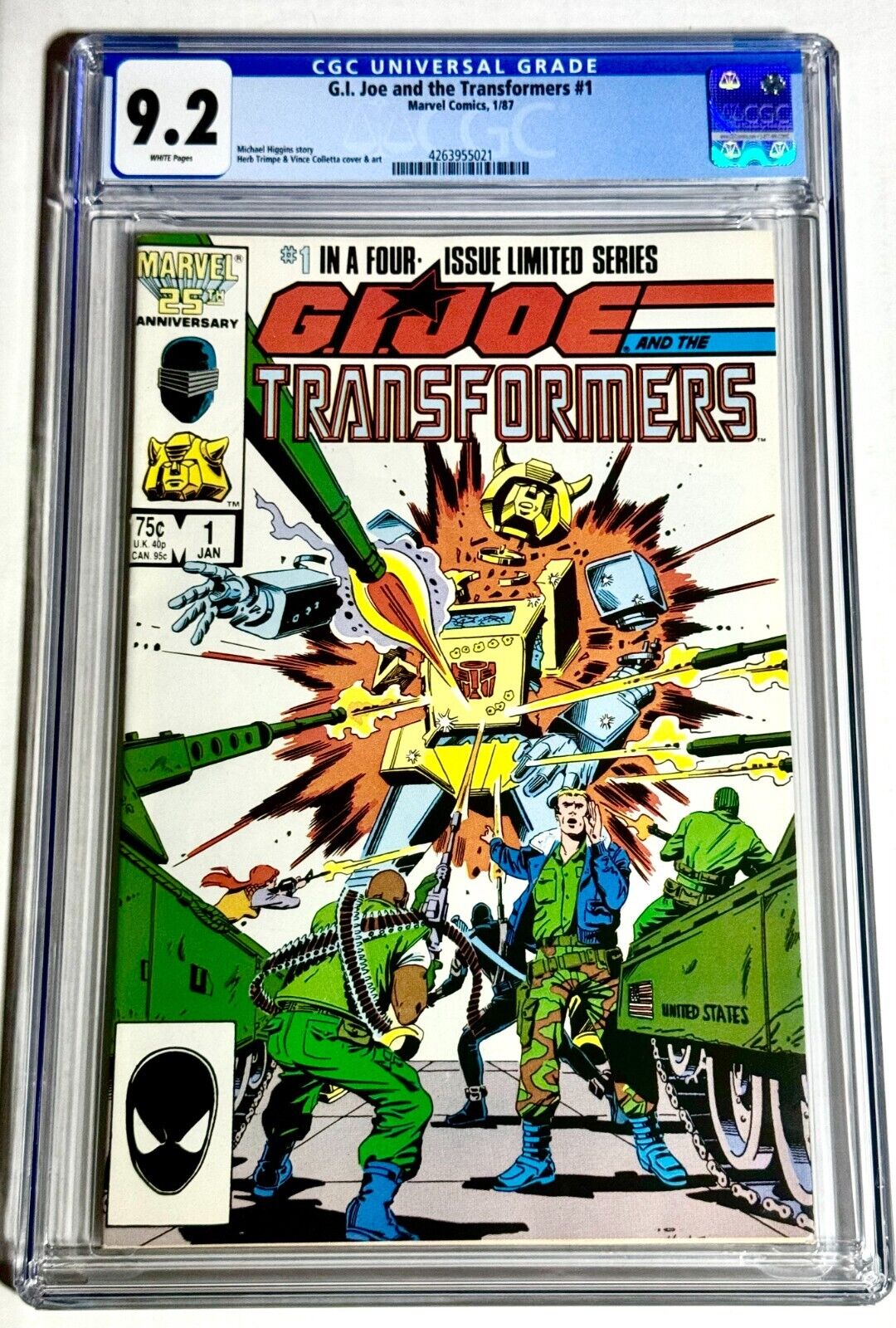 GI JOE and the TRANSFORMERS #1 CGC 9.2 White Pages Marvel Comics 1987