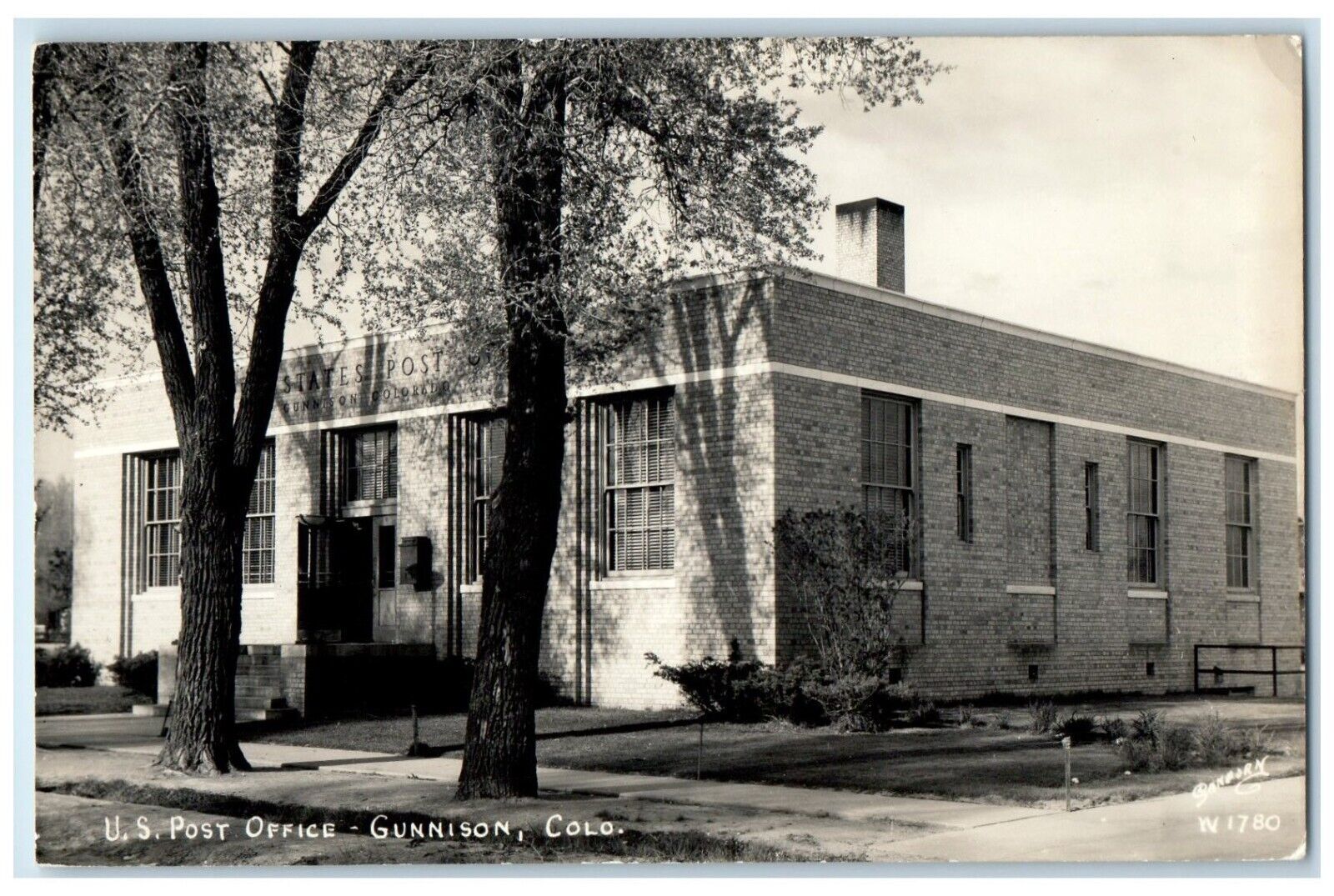 c1940's US Post Office Building Gunnison Colorado CO Sanborn RPPC Photo Postcard