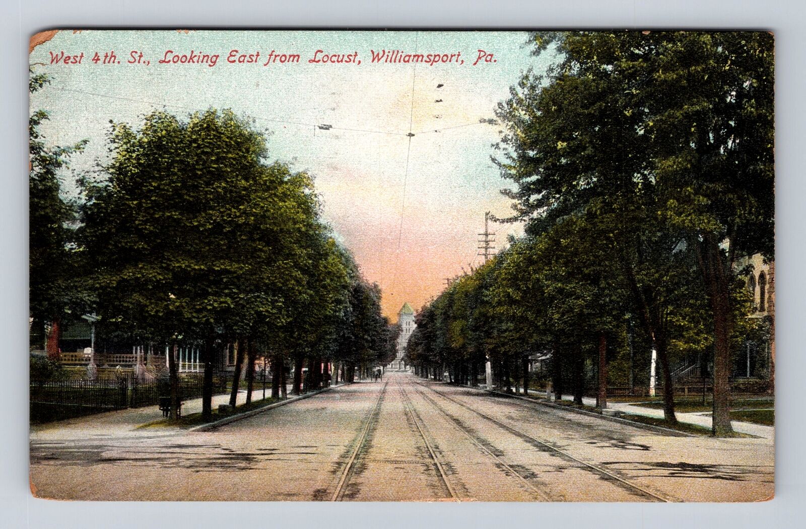Williamsport PA-Pennsylvania, West 4th Street, Antique, Vintage c1909 Postcard
