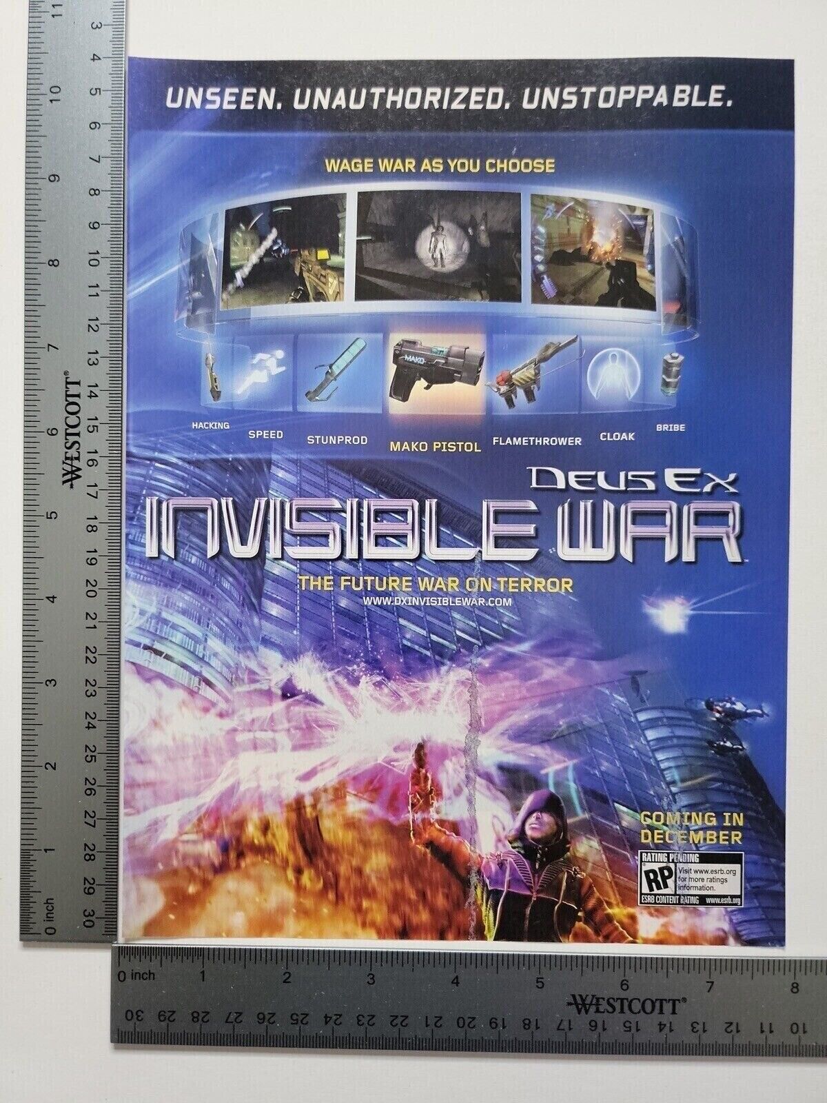 Deus Ex Invisible War Advertisement Original Print Ad / Poster Game Gift Art