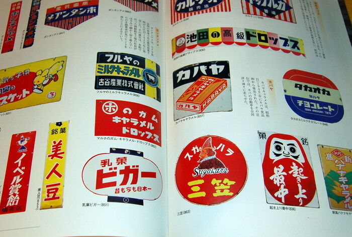 Japanese vintage vitreous enamel billboard book advertising signboard #0161