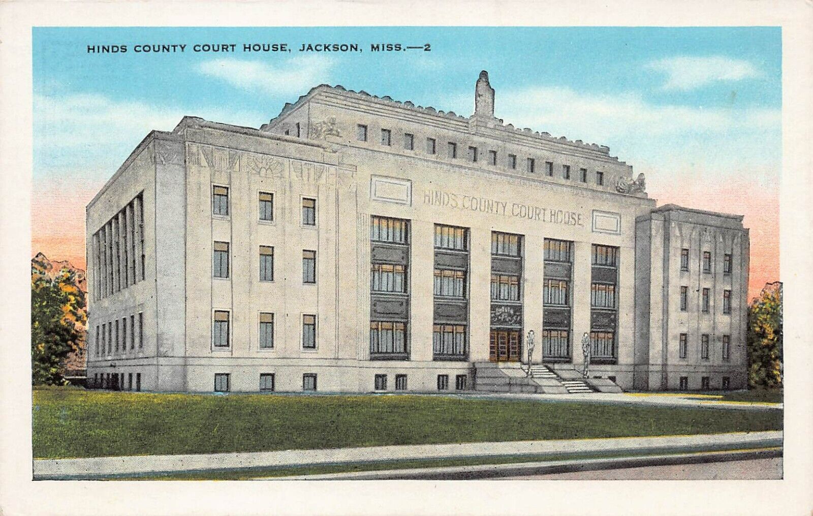 Jackson MS Mississippi Hinds County Court House Courthouse Vtg Postcard B9