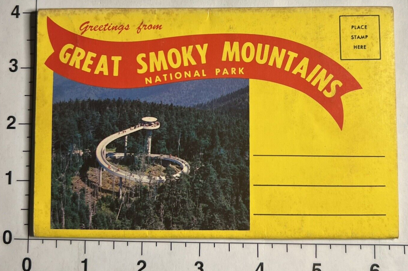Vintage Souvenir Folder Postcard Greetings from Great Smokey Mountains 1956