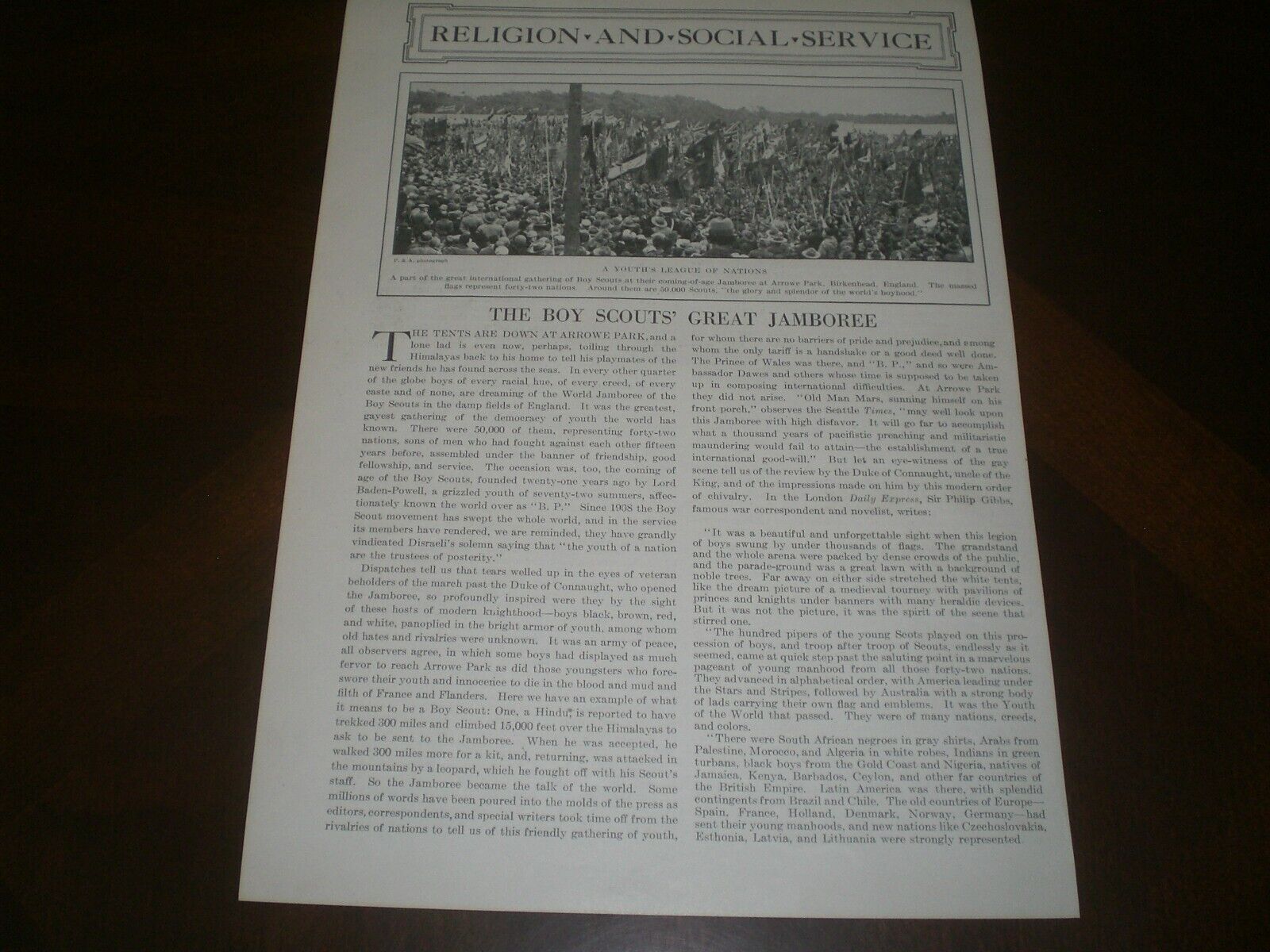 Boy Scouts' Great Jamboree of 1929 (Article in Literary Digest August 31, 1929)