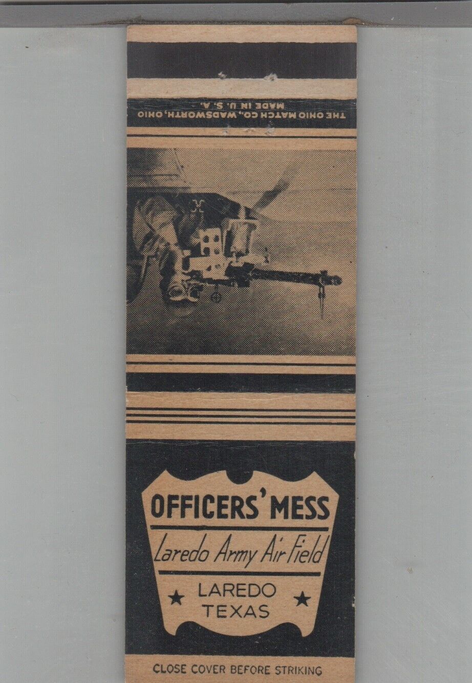 Matchbook Cover Officers' Mess Laredo Army Air Field Laredo, TX