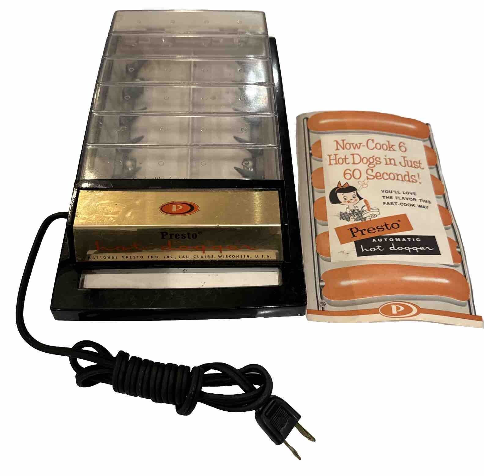 Vintage Presto Hot Dogger Electric Hot Dog Cooker W/ Instruction Manual
