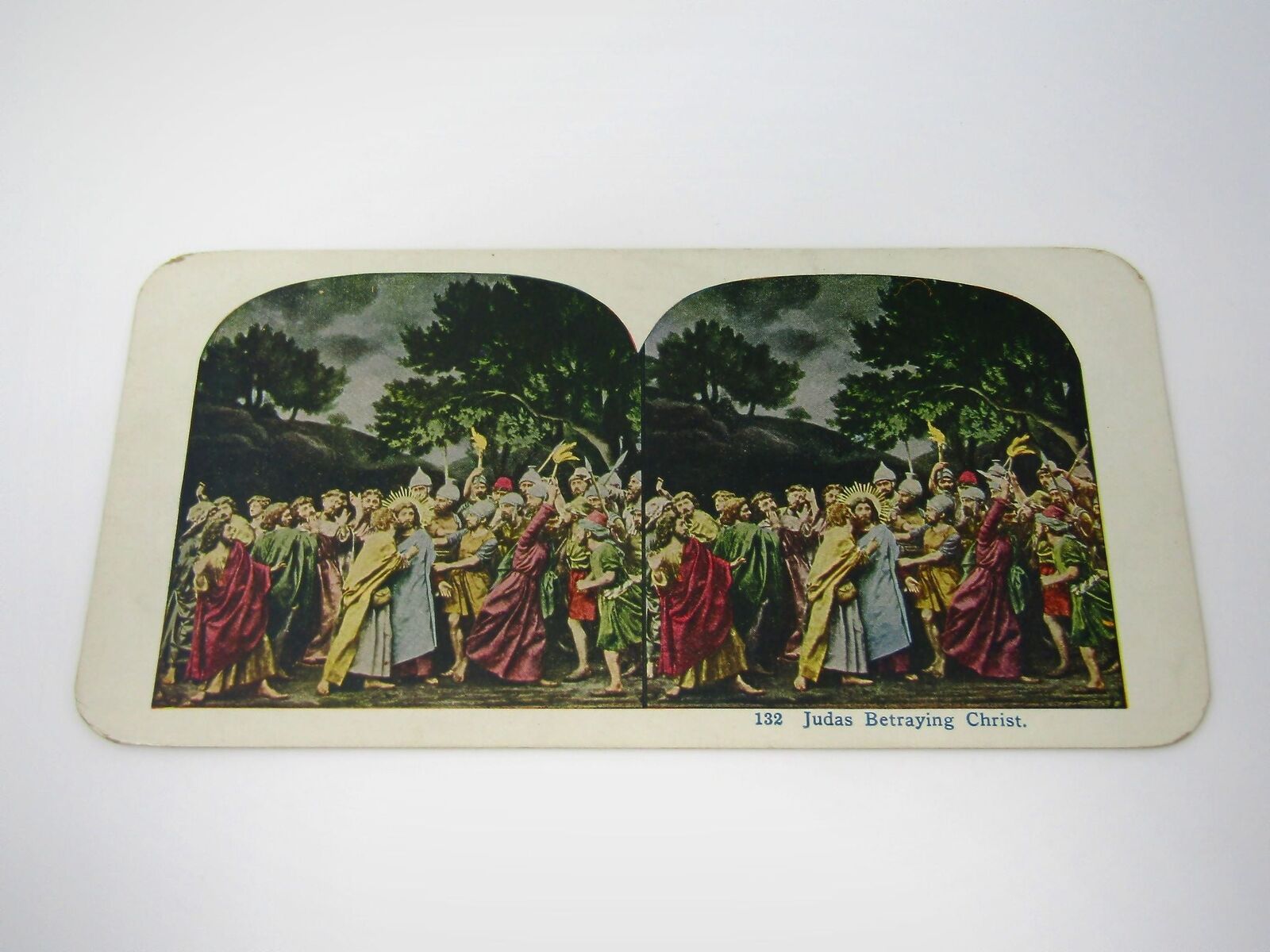 Vintage Christian Card Collectible Beautiful Color: Judas Betraying Christ