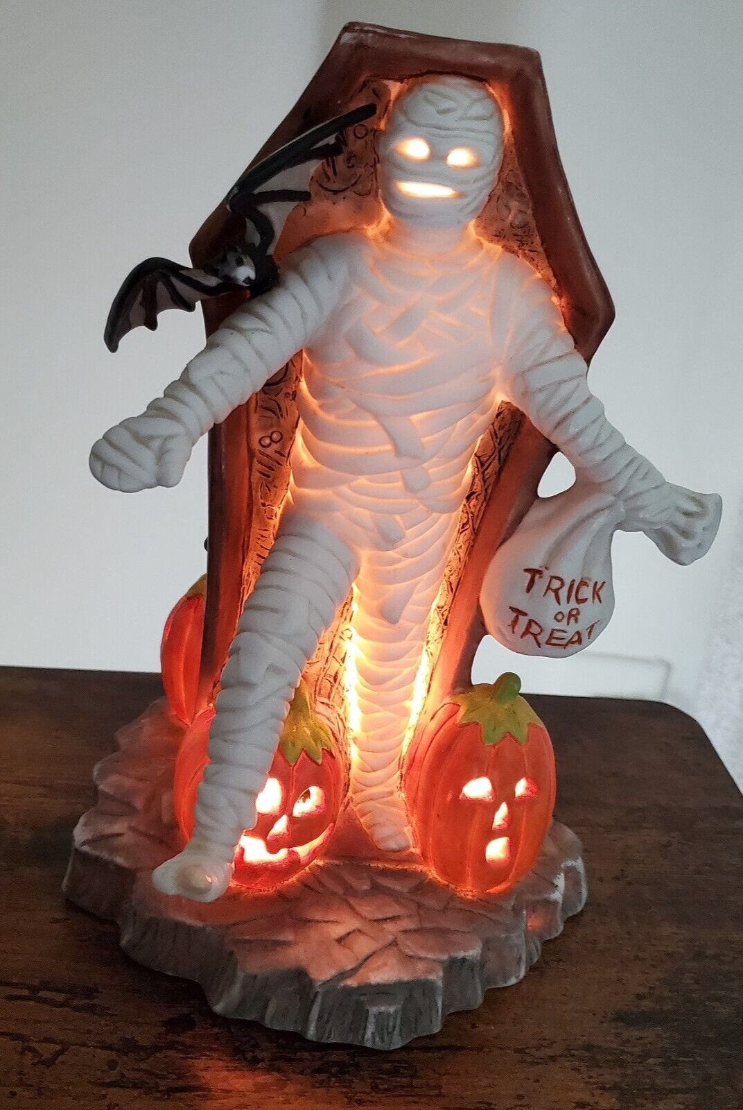 Vintage Prettique Zack the Mummy Lighted Halloween Sculpture WORKS GREAT- READ