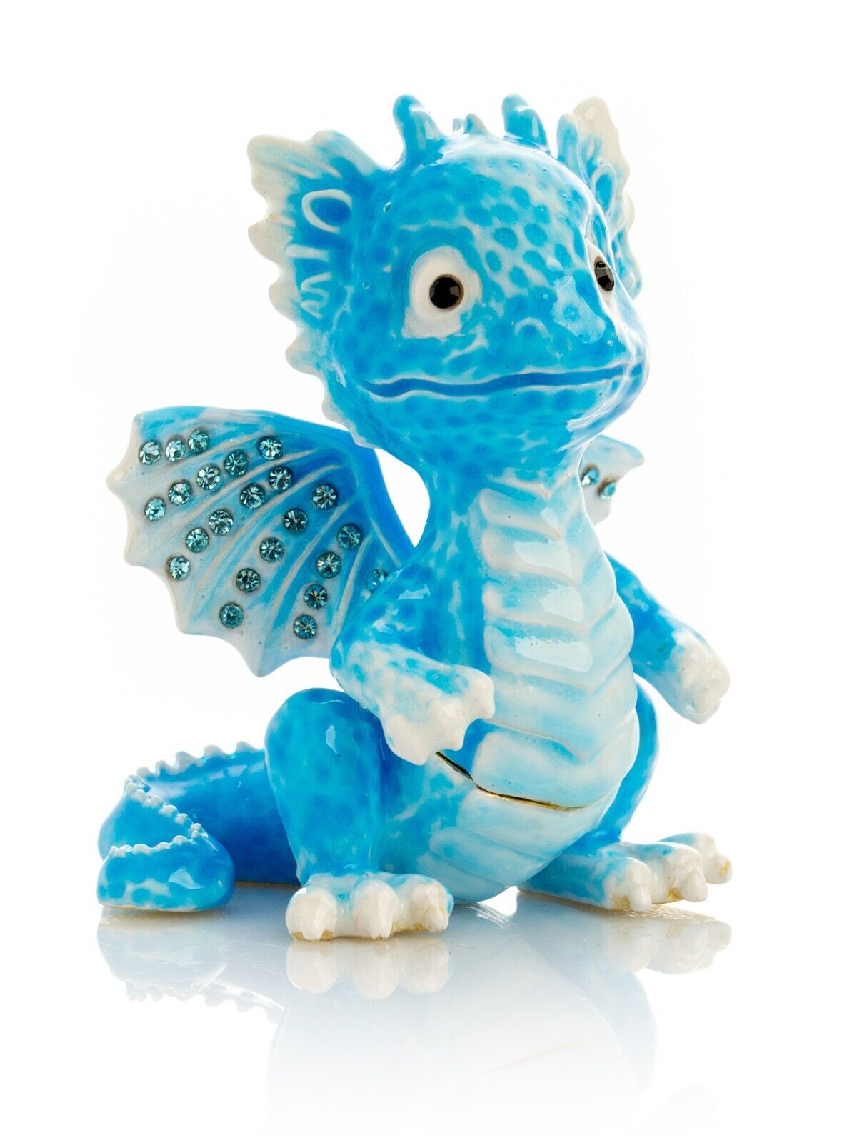 Keren Kopal Baby Blue Dragon hand made Trinket box Decorated & Austrian Crystals