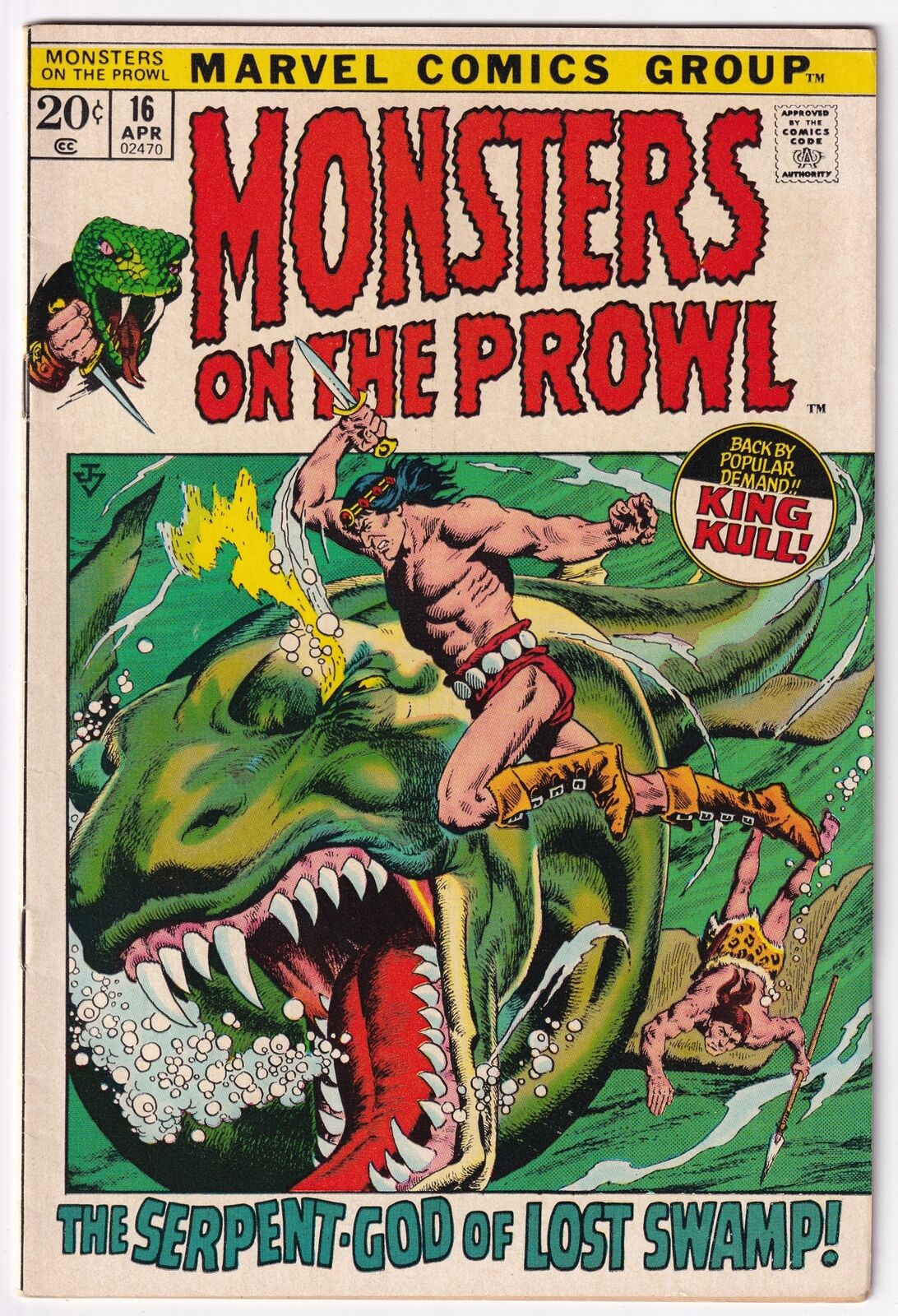 Marvel Monsters on the Prowl #16 Comic Book 1972 King Kull The Forbidden Swamp A