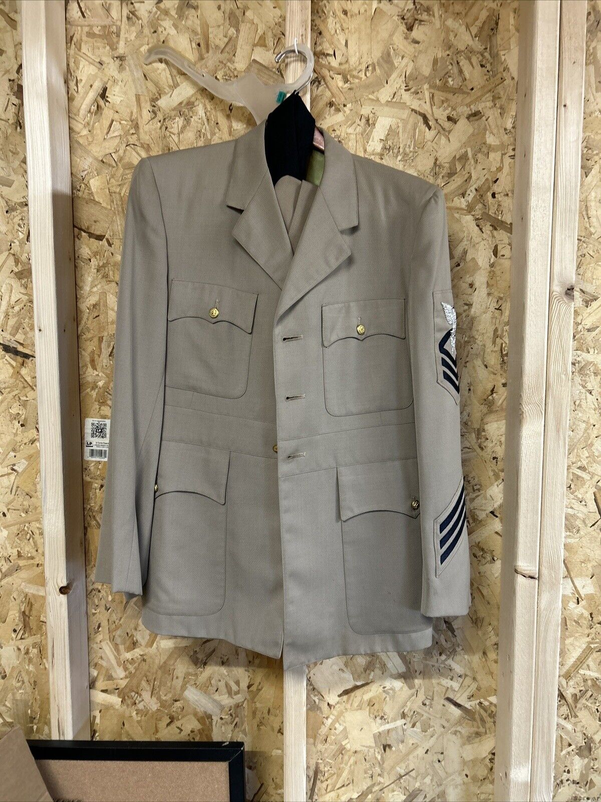USN  Vintage Officer’s Tan Polyester Uniform Jacket Complete