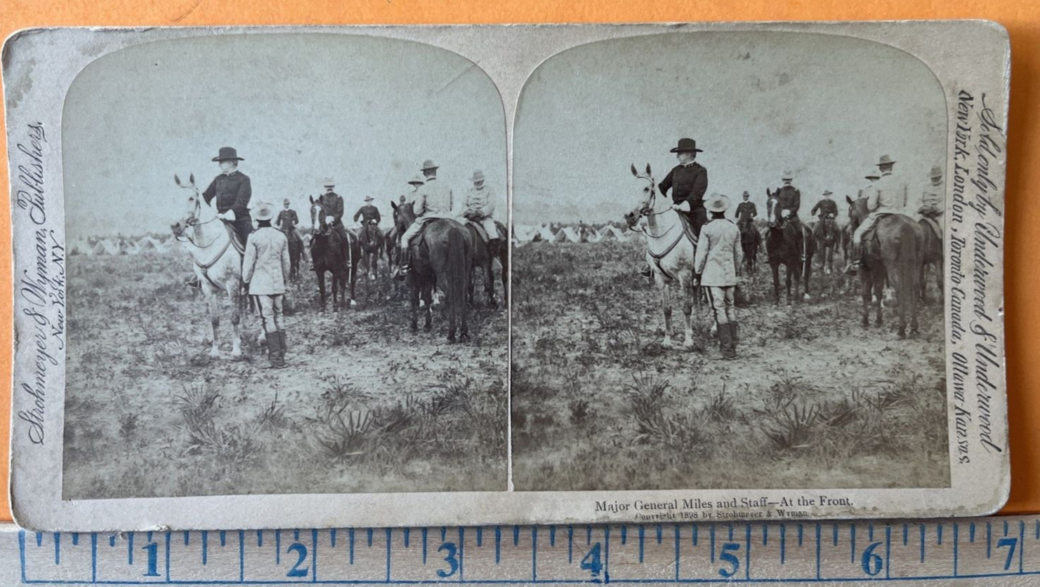 1898 Major General Miles at Front Span.-Amer. War Stereoview, Underwood, No Comp