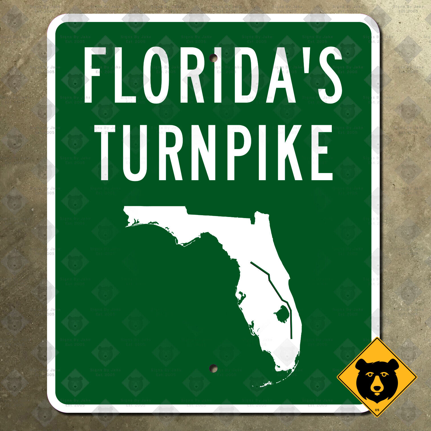 Florida Turnpike road sign Miami Fort Lauderdale West Palm Beach Orlando 10x12