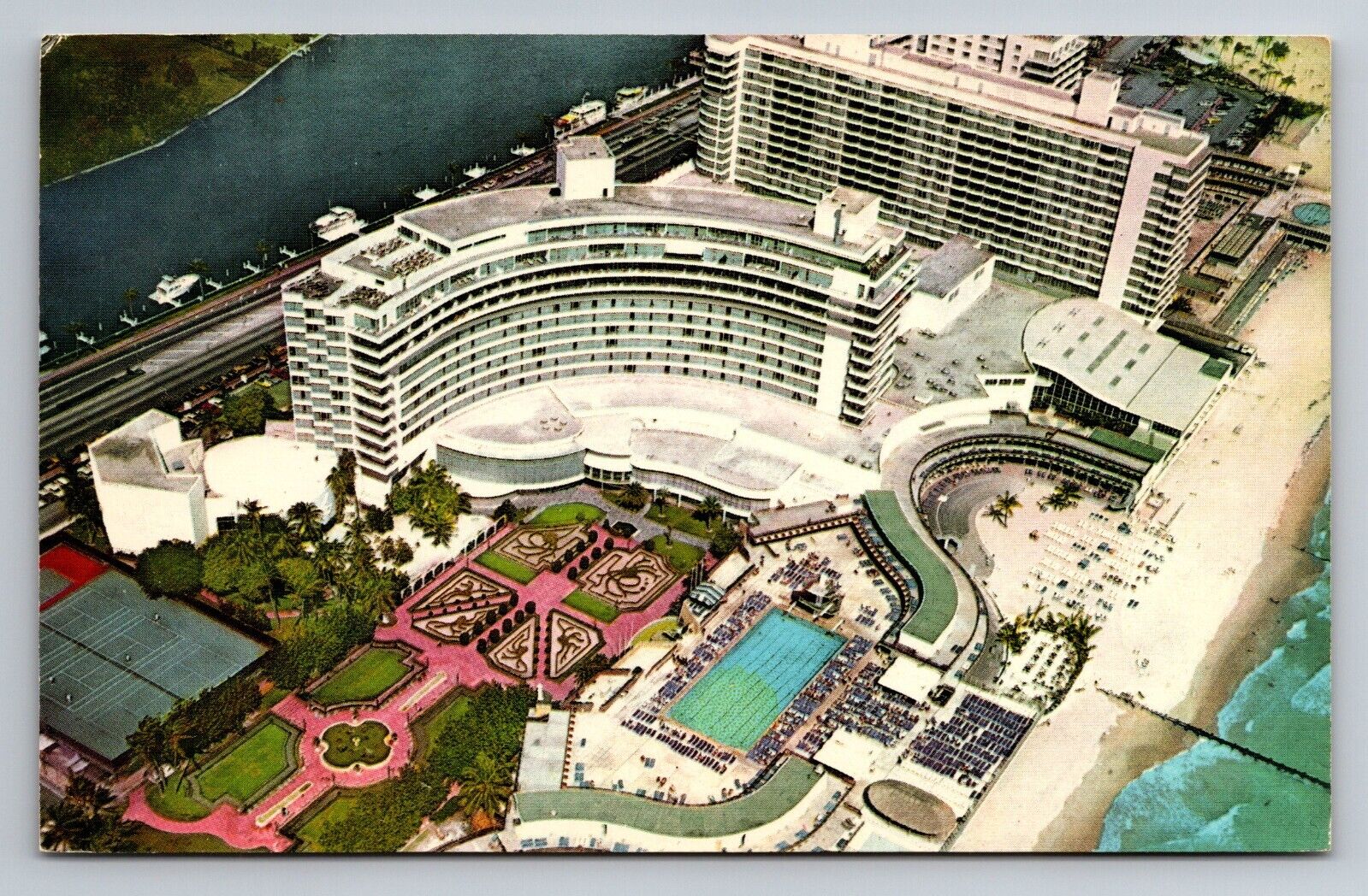 Postcard Fontainebleau Hotel Aerial View,Miami Beach,Florida,Vintage UNP C.1964