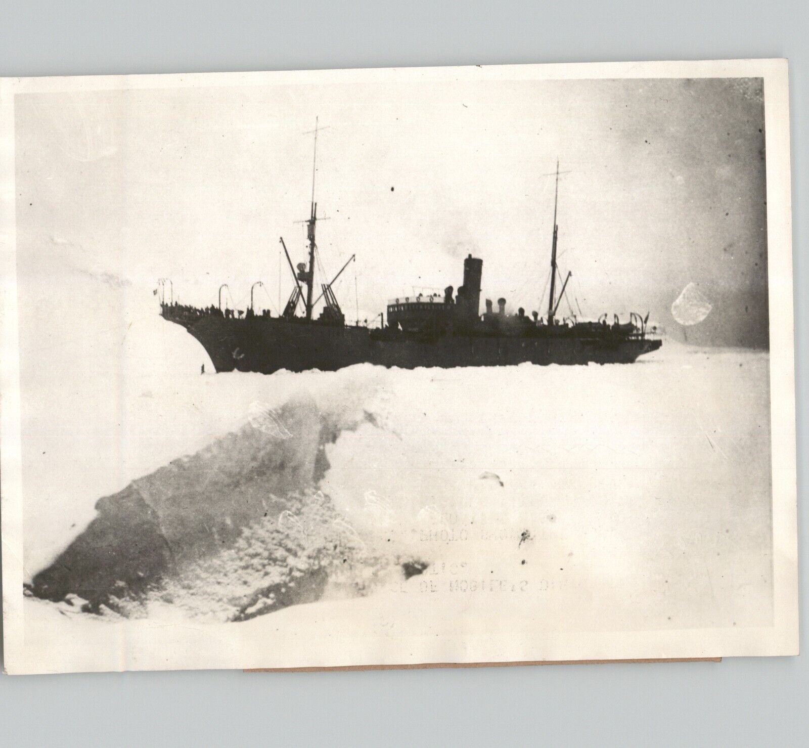 Rescue SHIP SS CITY OF MILAN Frozen in ARCTIC ICE Vintage 1928 Press Photo