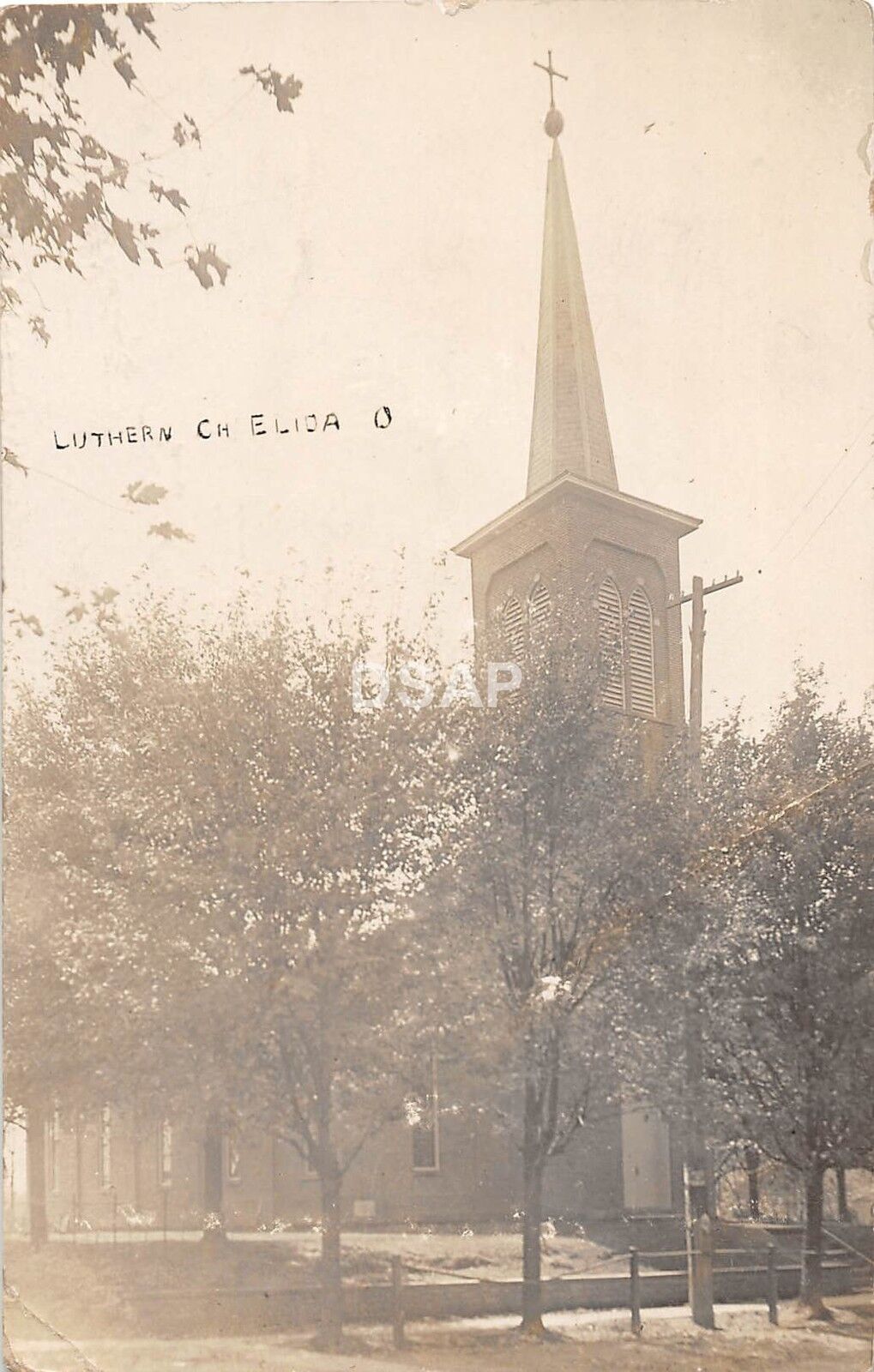 A79/ Elida Ohio Postcard Real Photo RPPC 1908 Lutheran Church Lima Allen County