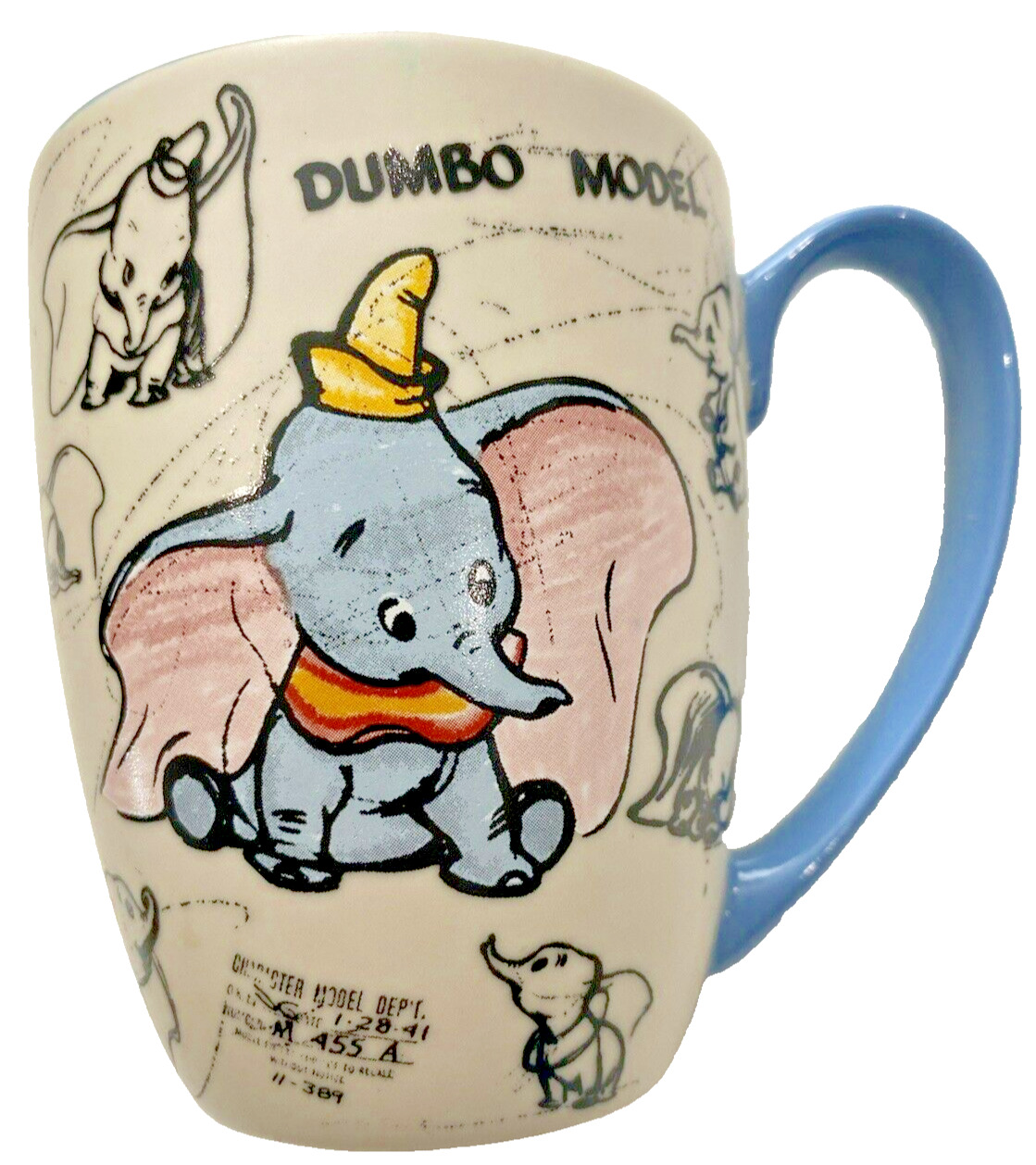 Disney Store Dumbo Coffee Cup Mug Sketch Images Style Blue Inside White Outside