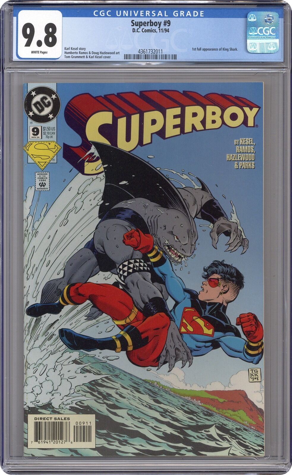 Superboy #9D CGC 9.8 1994 4361732011 1st full app. King Shark
