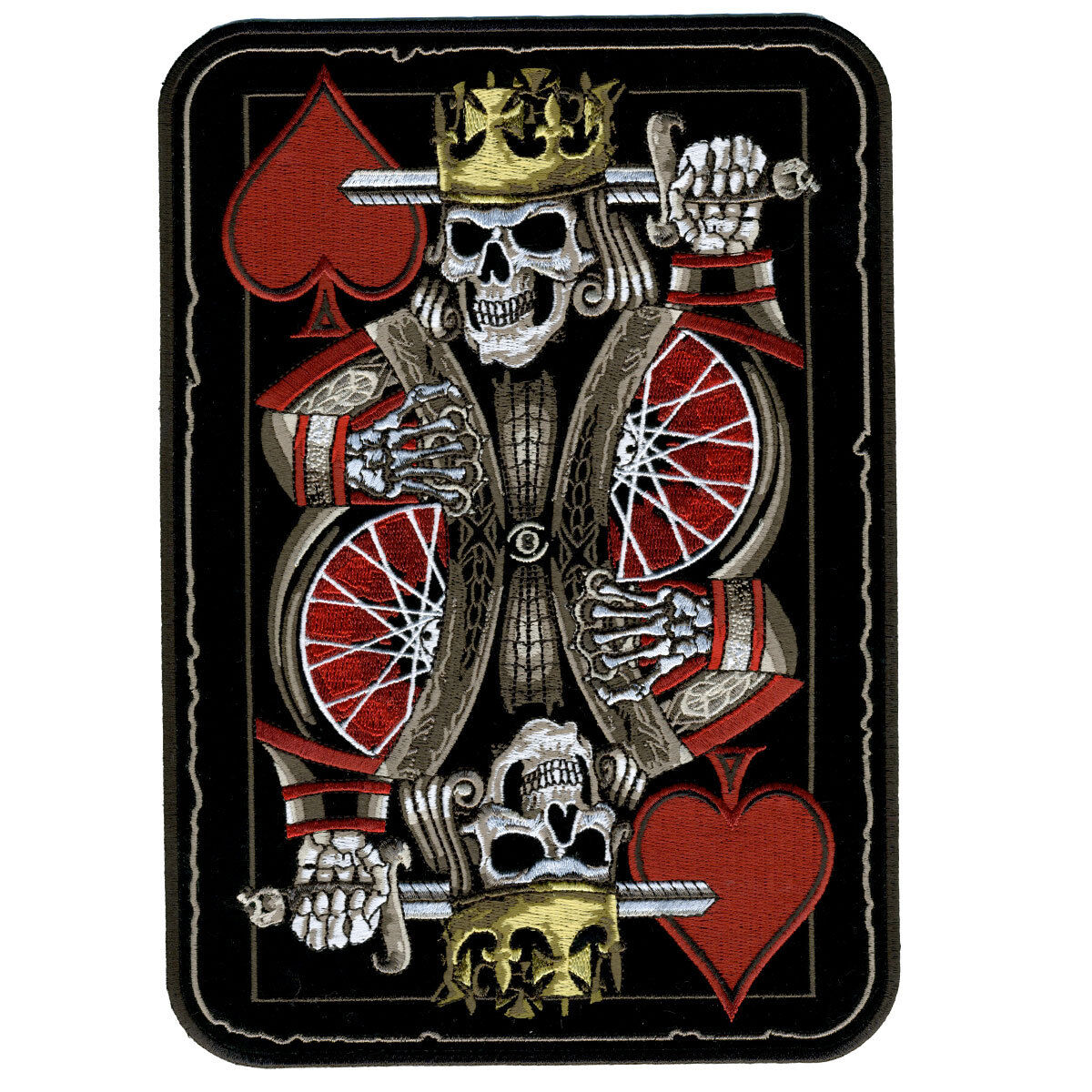 SUICIDE KING DEATH SKULL PLAYING CARD  4 INCH MC BIKER PATCH BY MILTACUSA