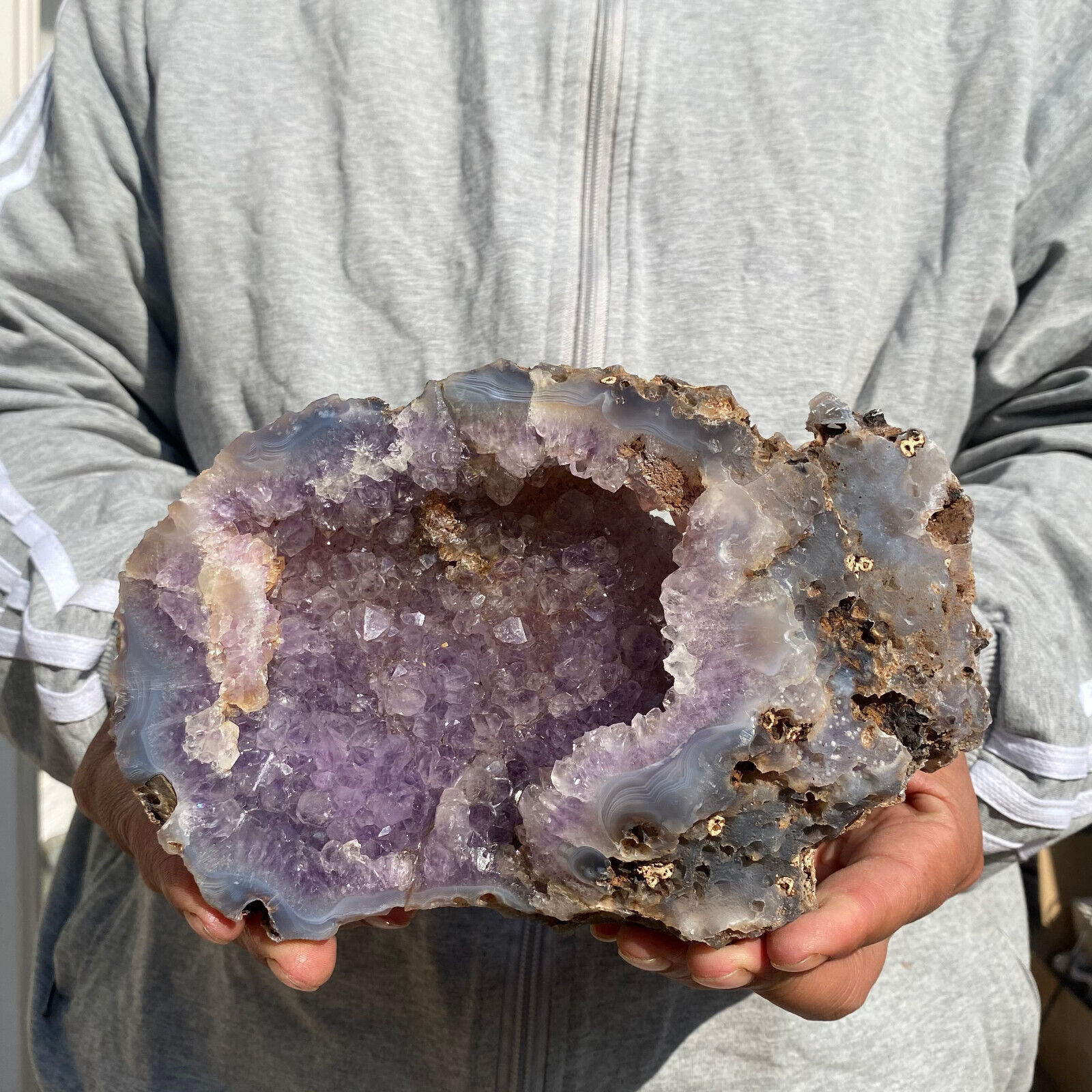 1065g Large Amethyst Chalcedony Quartz Agate Crystal Cluster Rough Specimen