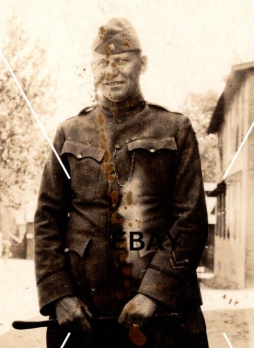 C 1918-1930 RPPC Postcard WW1 US Soldier Riding Crop Pants Boots AZO