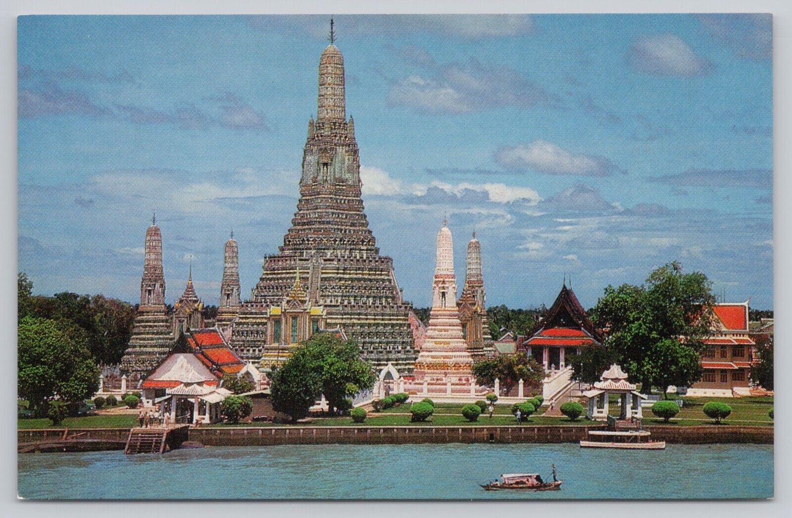 Thonburi Thailand, Wat Arun, Temple of Dawn, Vintage Postcard