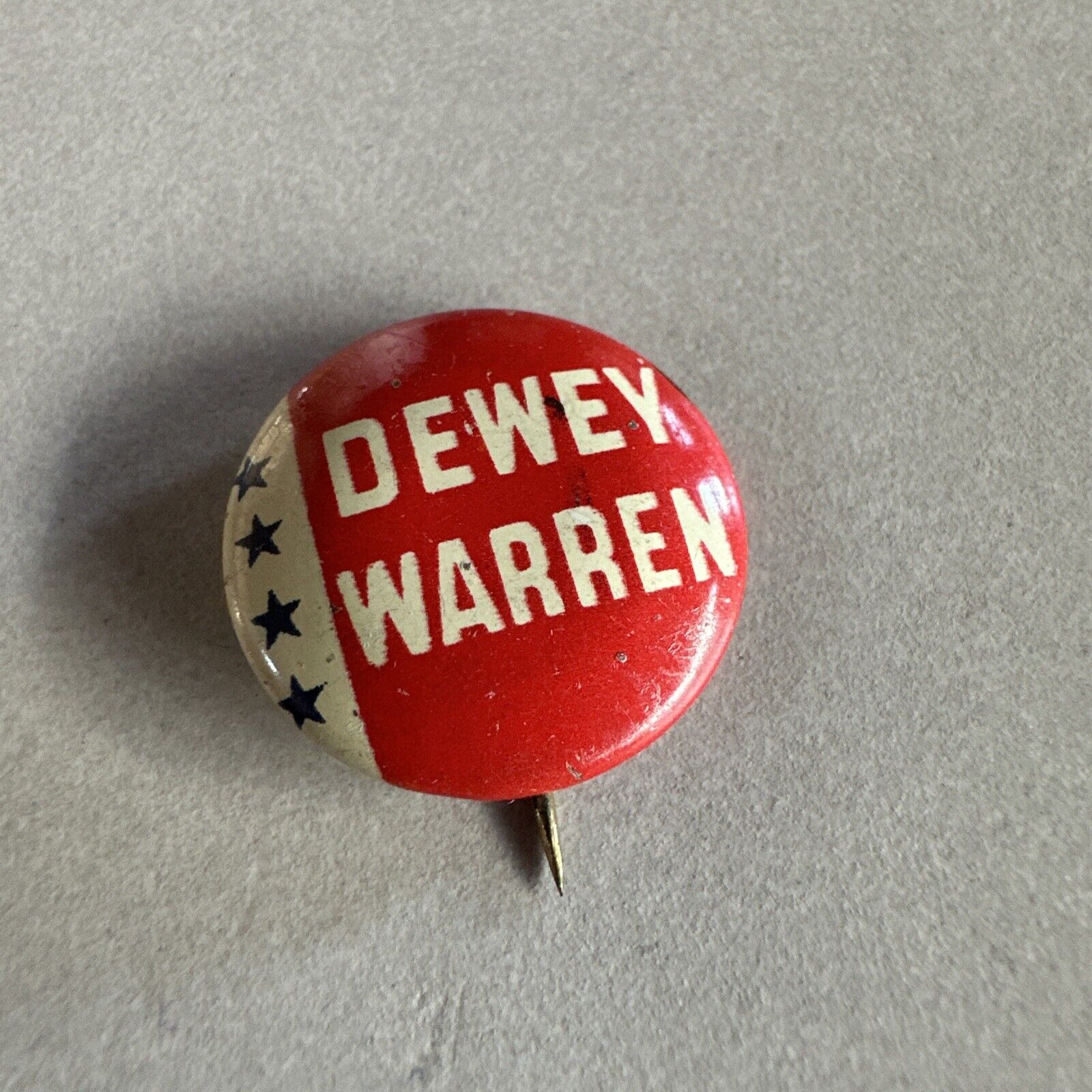 Vintage 1948 Thomas DEWEY Earl WARREN Campaign Button