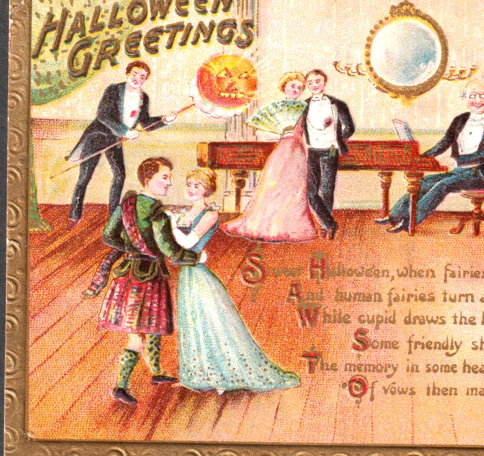 Antique 1913 Scottish Kilt Halloween Ball Dance Party Gottschalk 2171 PostCard