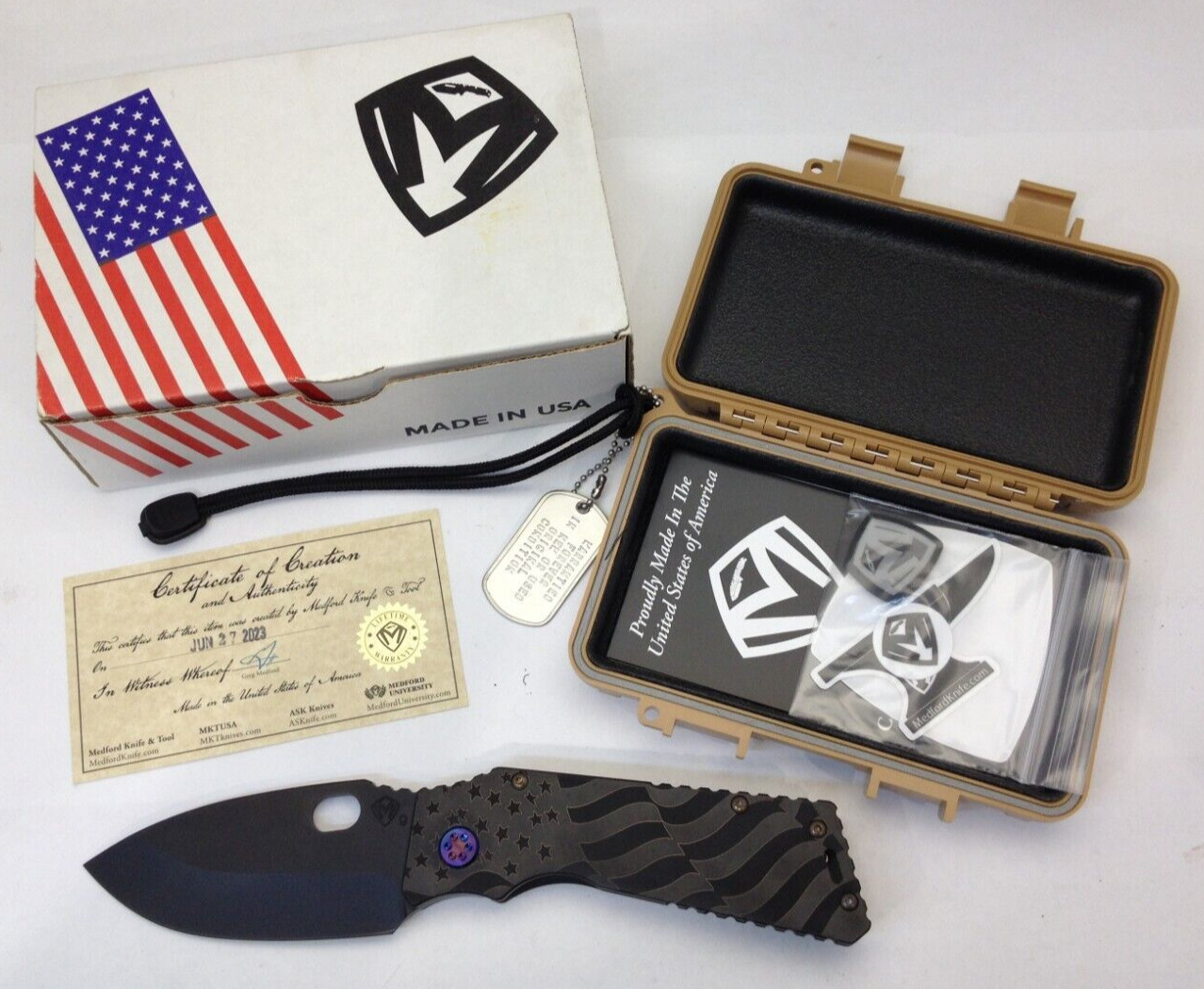 Medford Knife TFF-1 PVD Ghosted American Flag S90V NEW