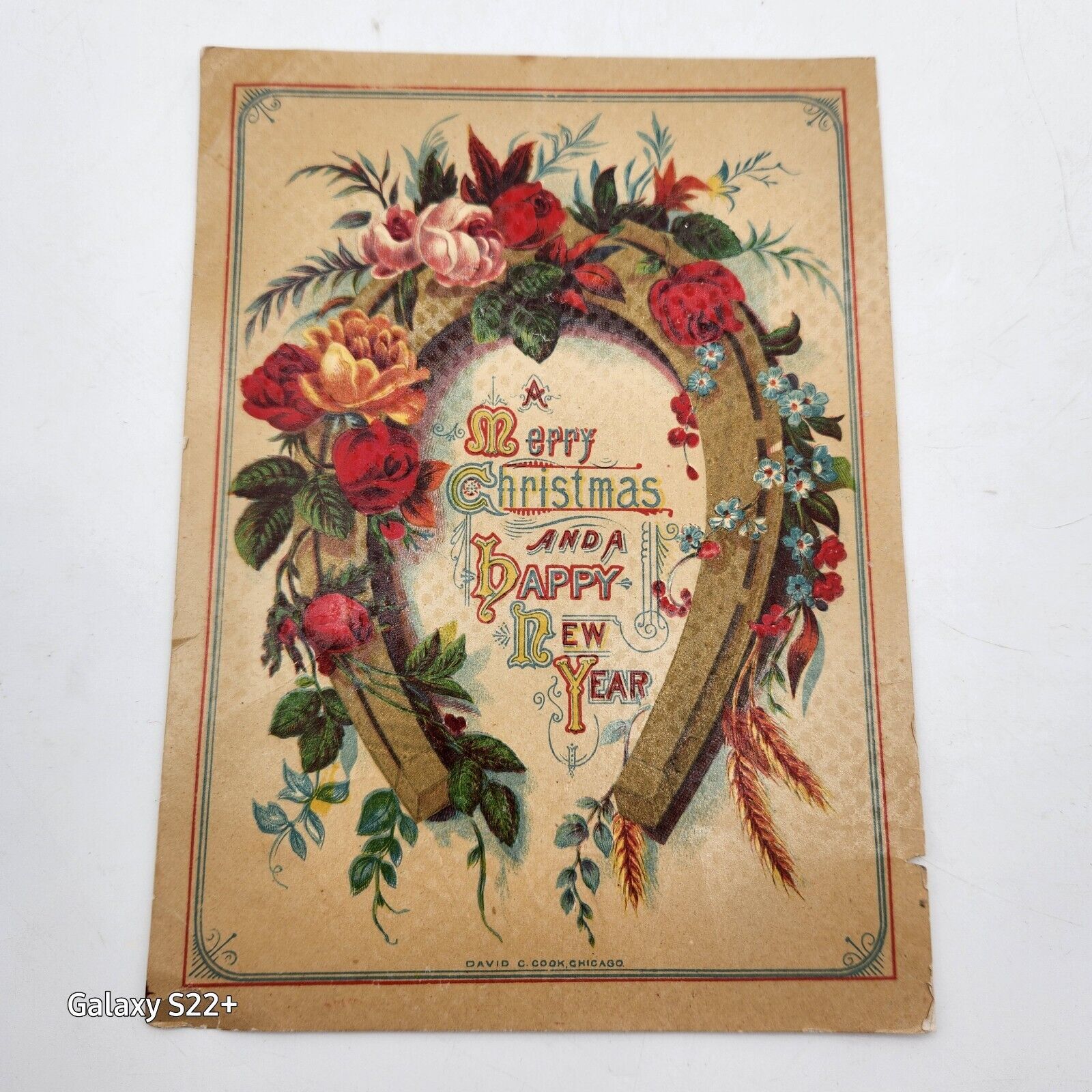 Antique 1980's David C. Cook Chicago IL Victorian Trade Card Merry Christmas