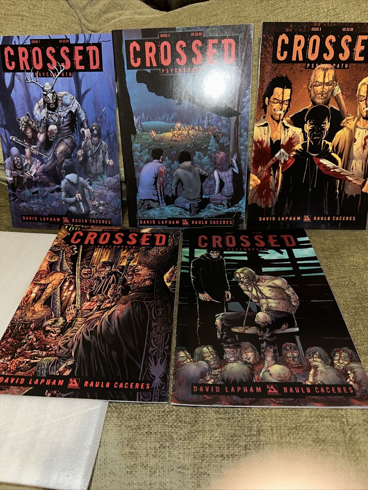 Crossed Psychopath 5 Comic Lot 1-4 & 7 (4 Is Wrap Variant)