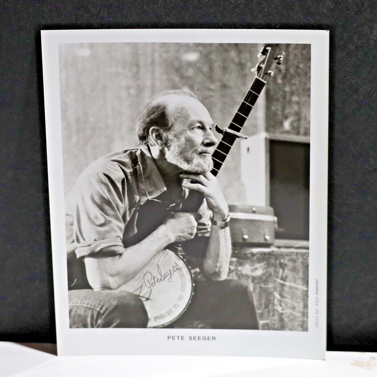 Pete Seeger Folk Singer Autograph Signature 8X10 B&W Photo From Collector