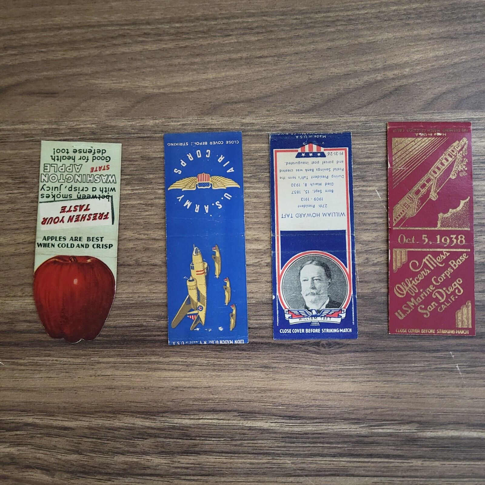 Small Collection Of Matchbook Covers Taft USMC Army Air Corps Apple