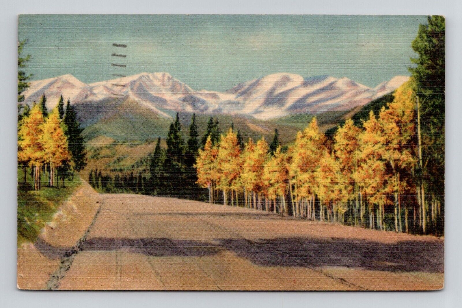 Postcard Autumn in the Rockies Posted Denver Colorado, Vintage Linen M20