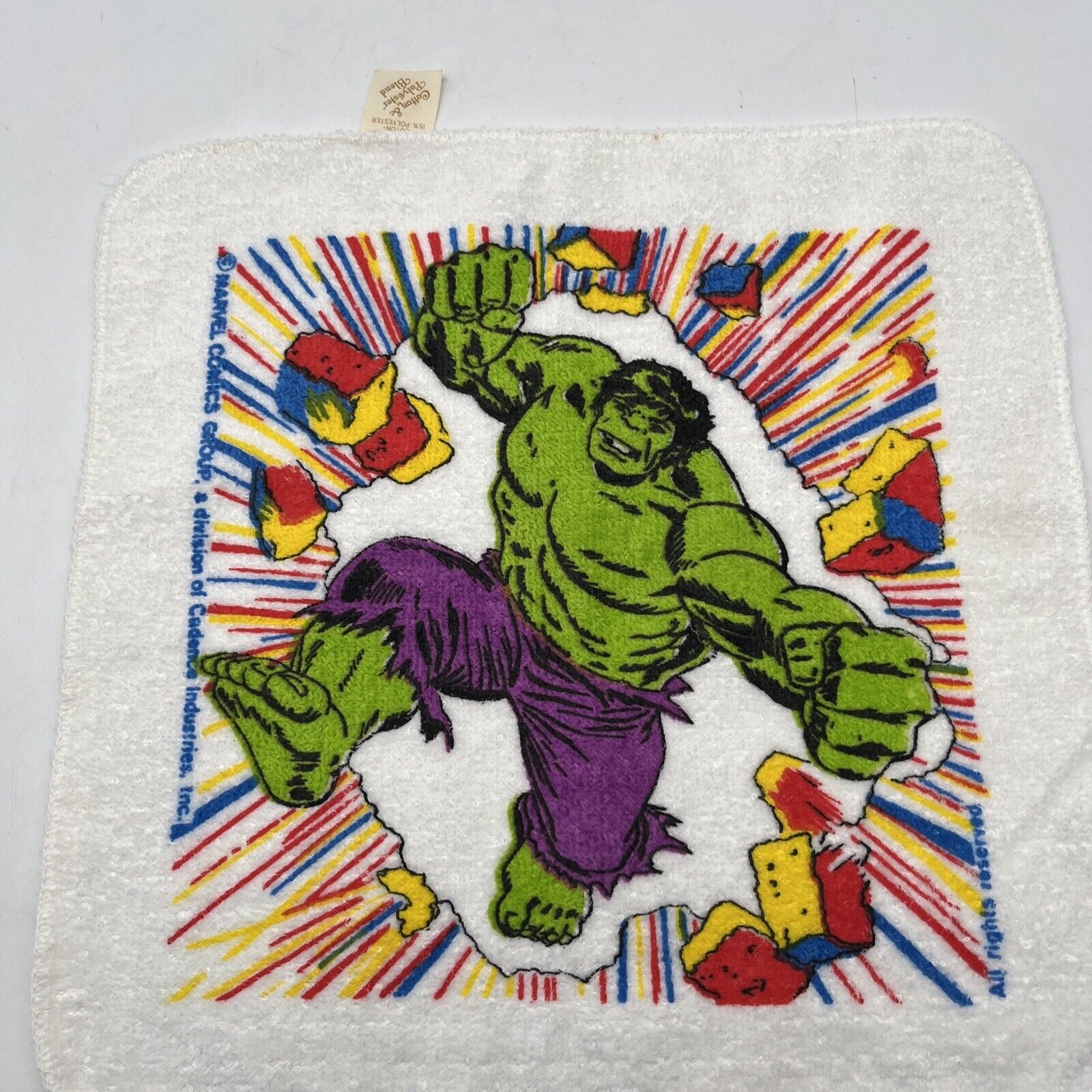 Vintage Incredible Hulk 1970s Cartoon Towel Wash Cloth 11.5\