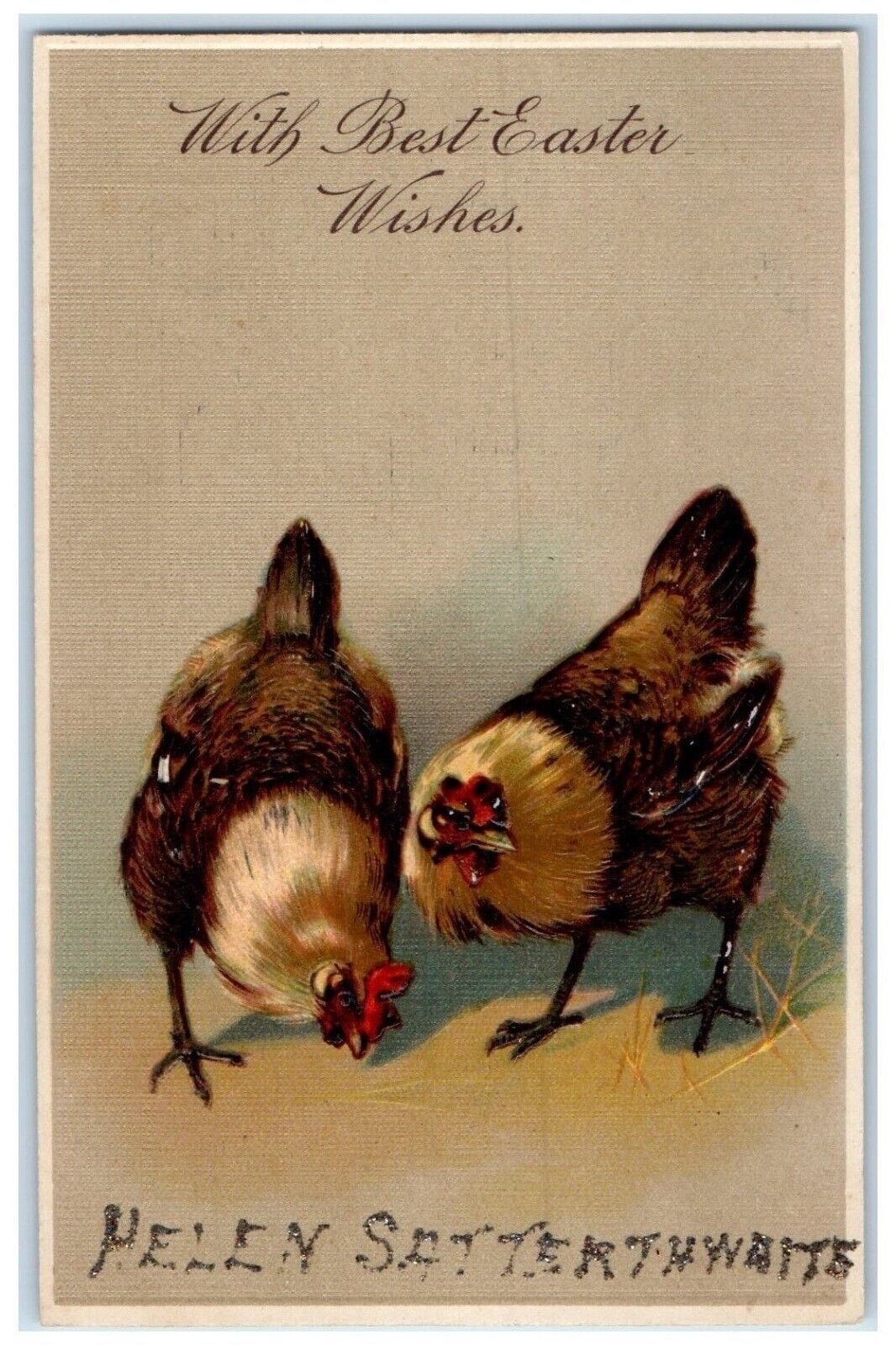 PFB Easter Postcard Rooster Cock Chicken Embossed Animals c1910's Posted Antique