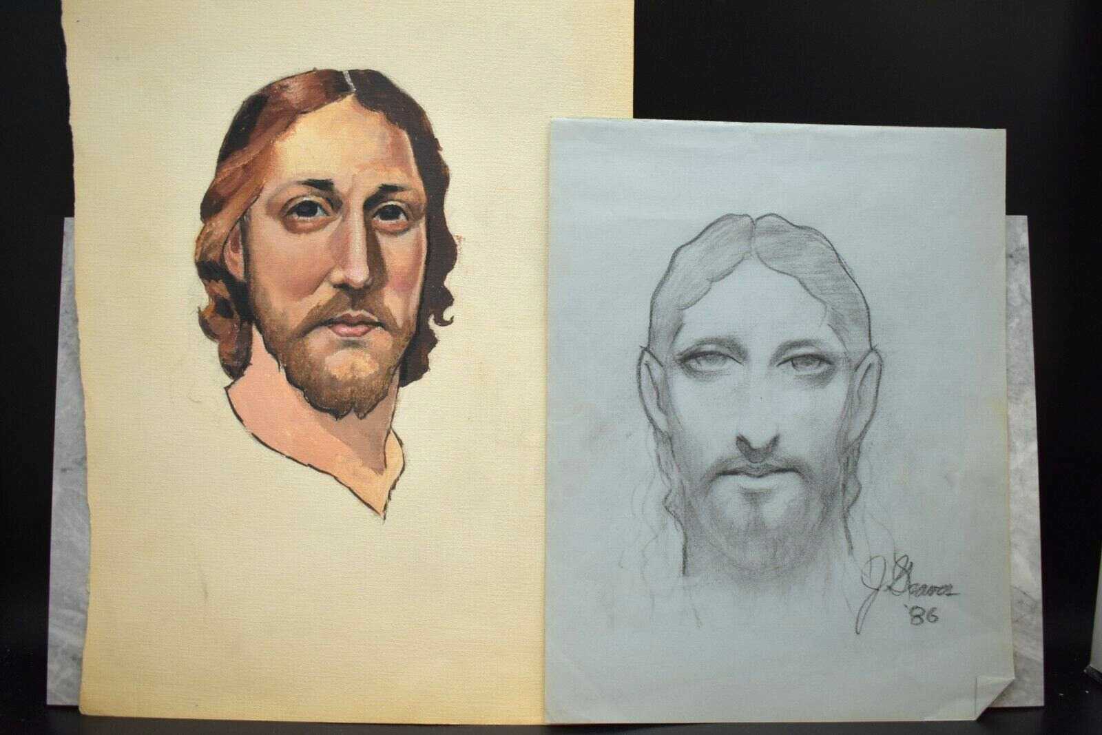2 Original Hand Sketched Drawings of Jesus, By John Graves (CU408) Chalice co.