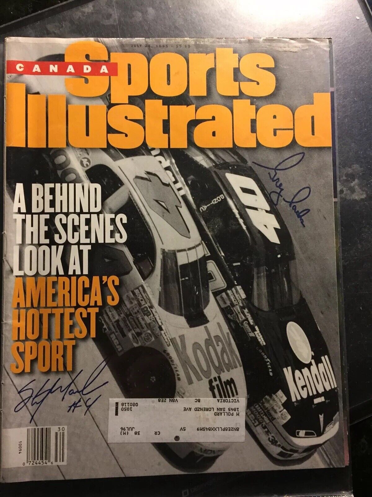 July 24 1995 Sports Illustrated-NASCAR Signed by Sterling Marlin and Greg Sachs
