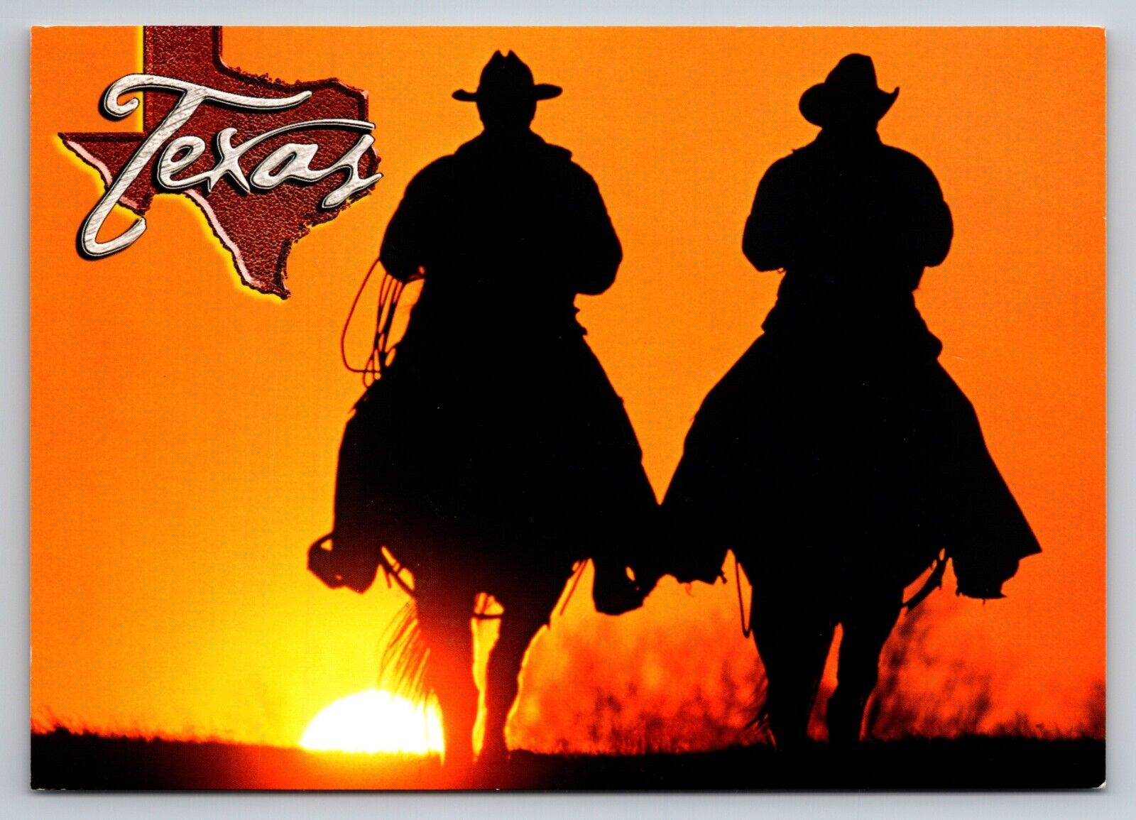 Cowboy Sunset In Texas Unposted Postcard Horses