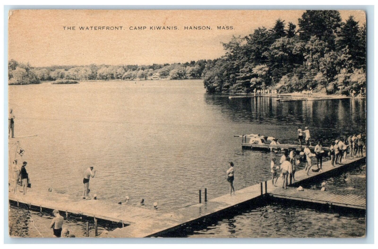 1951 The Waterfront Camp Kiwanis Tourists Lake Hanson Massachusetts MA  Postcard
