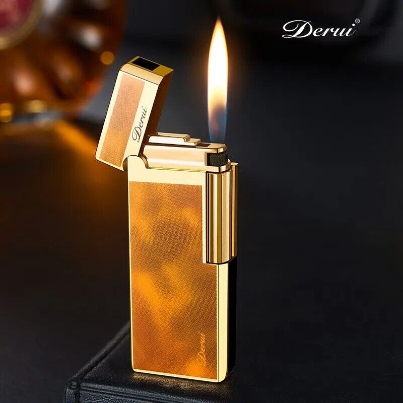 New Derui Ultra-thin Portable Metal Inflatable Lighter Windproof Grinding W