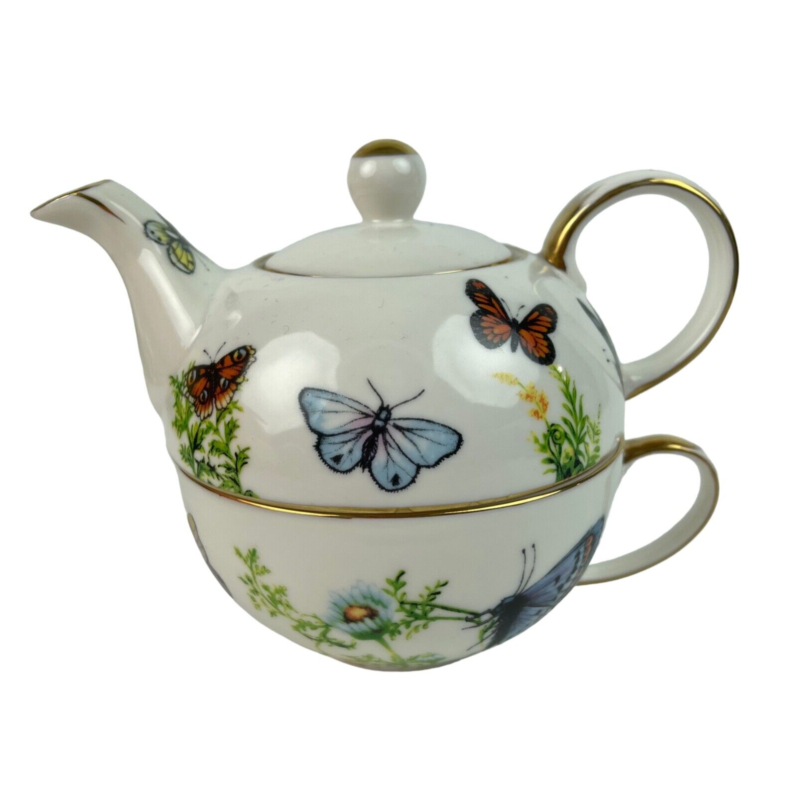 Burton & Burton Wings of Grace Butterfly Teapot Teacup 2 Pieces Set