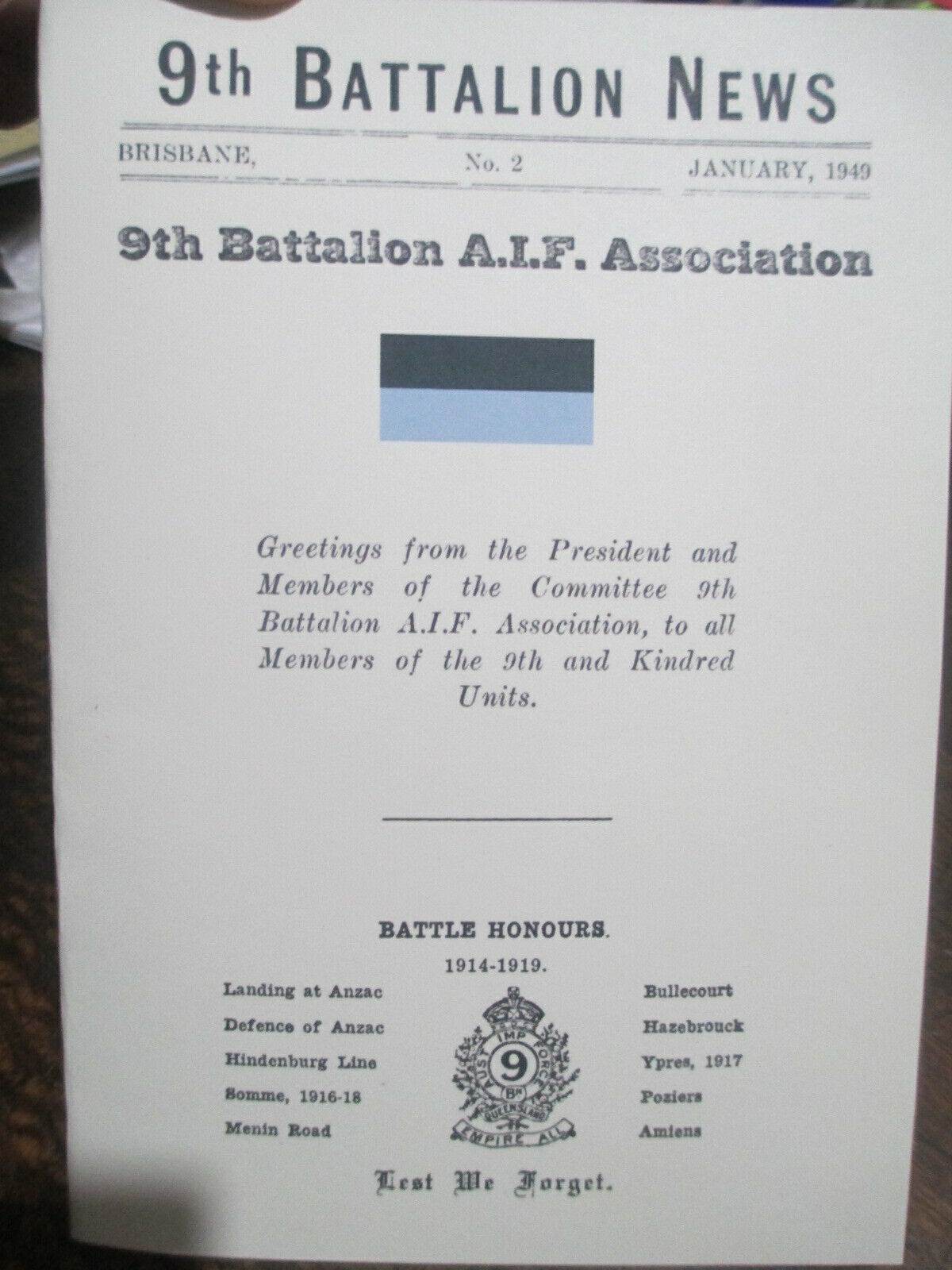 9th Battalion AIF News No 2 1948 Memories of Ypres Life & Times of Old Mates Boo