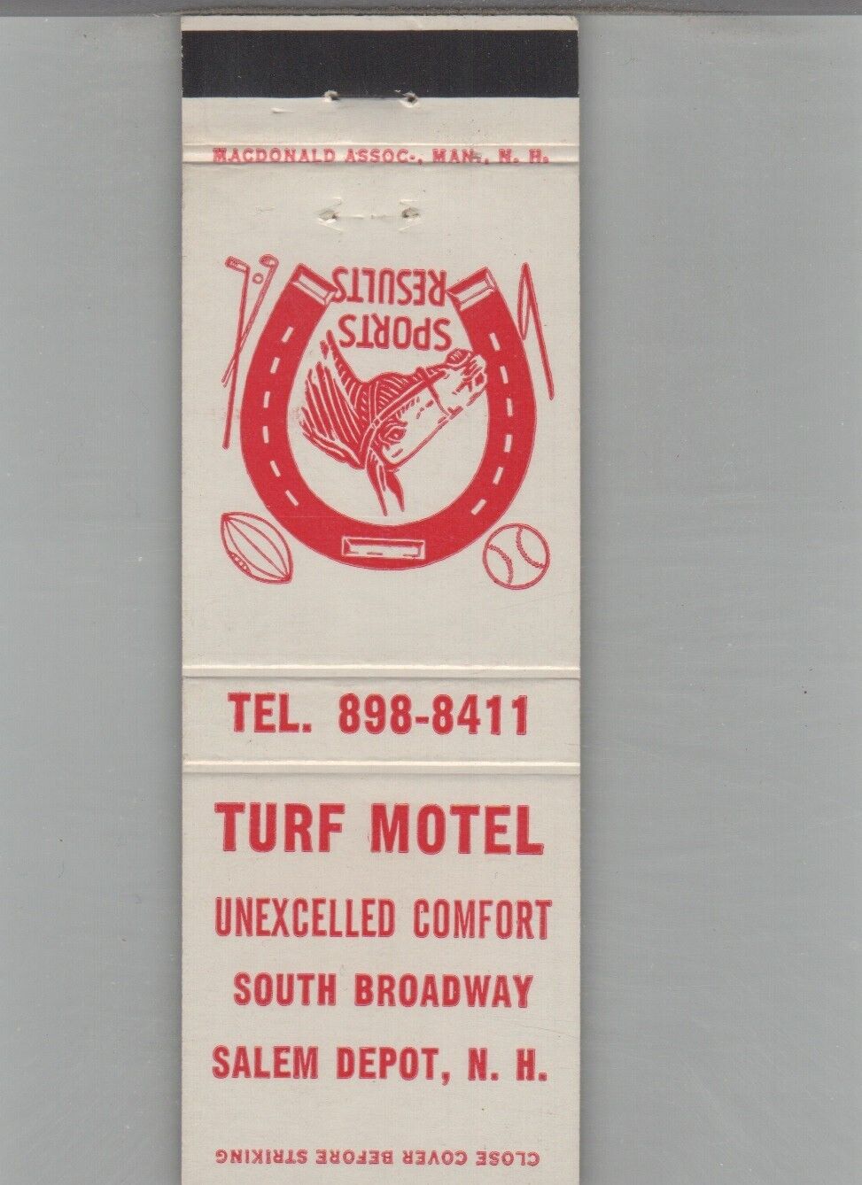 Matchbook Cover Turf Motel Salem Depot, NH