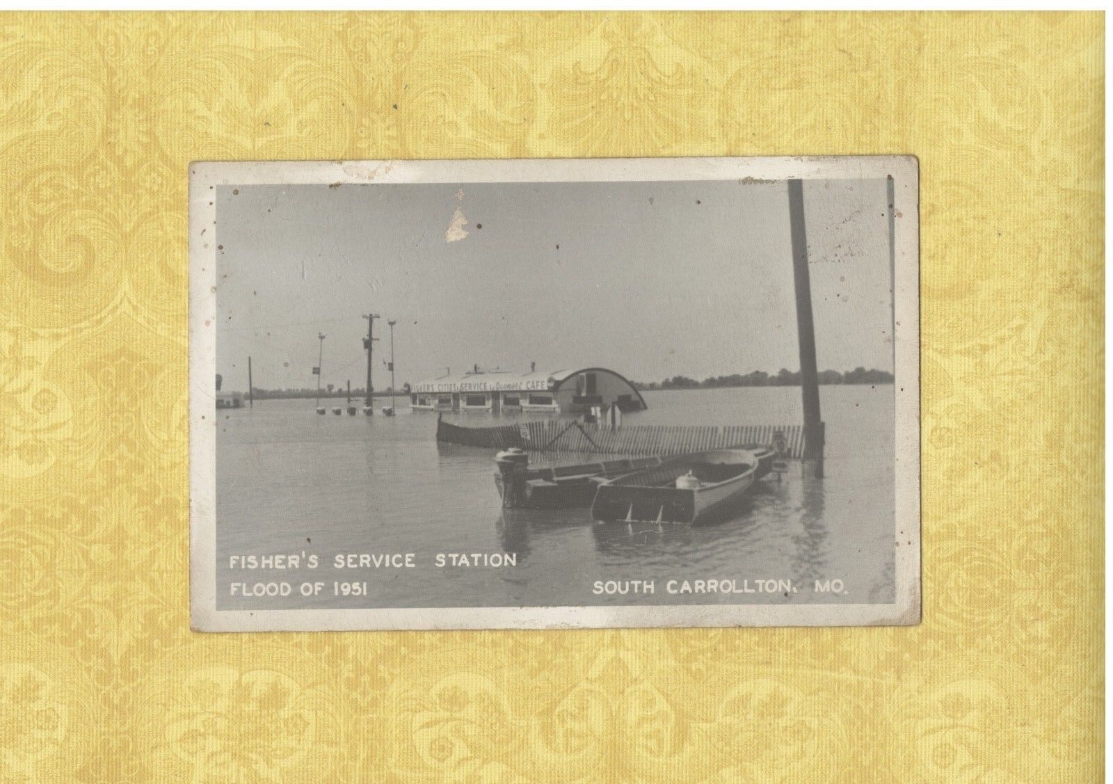 MO South Carrollton 1951 postcard Fishers Service Station RPPC real photo 